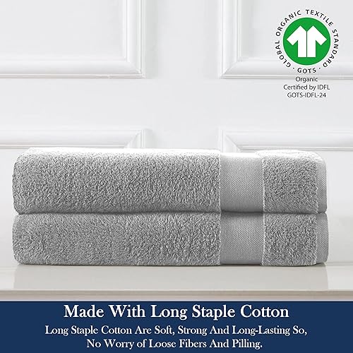 Miniatura 3 de Delara Paquete de 2 toallas de mano de algodón orgánico lujosamente afelpadas, con certificación GOTS y Oeko-TEX, toallas de calidad hotelera