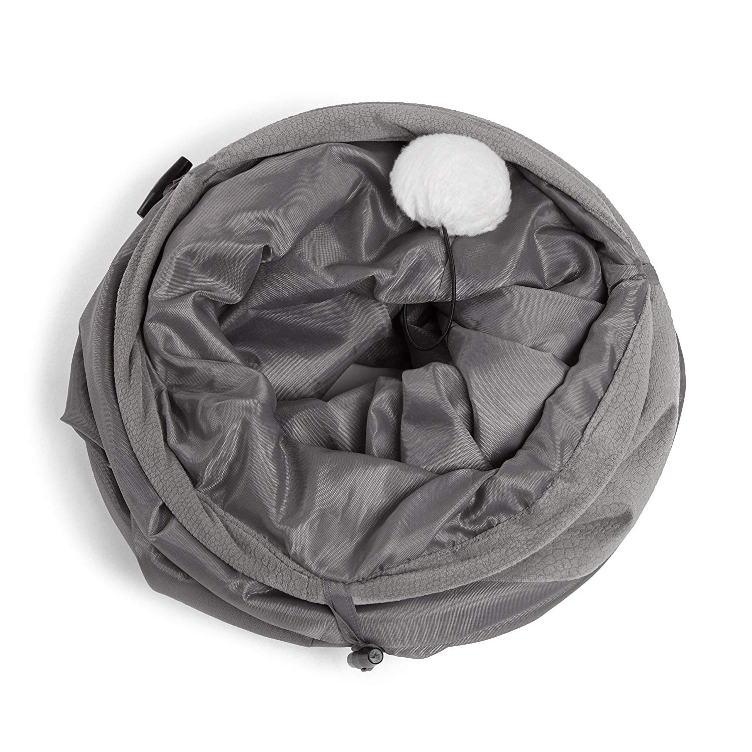 Tunnel Pieghevole Per Gatti E Conigli - Pelle Scamosciata, Diametro 30 Cm, Con Palla Sospesa, OHANA - Foto 4