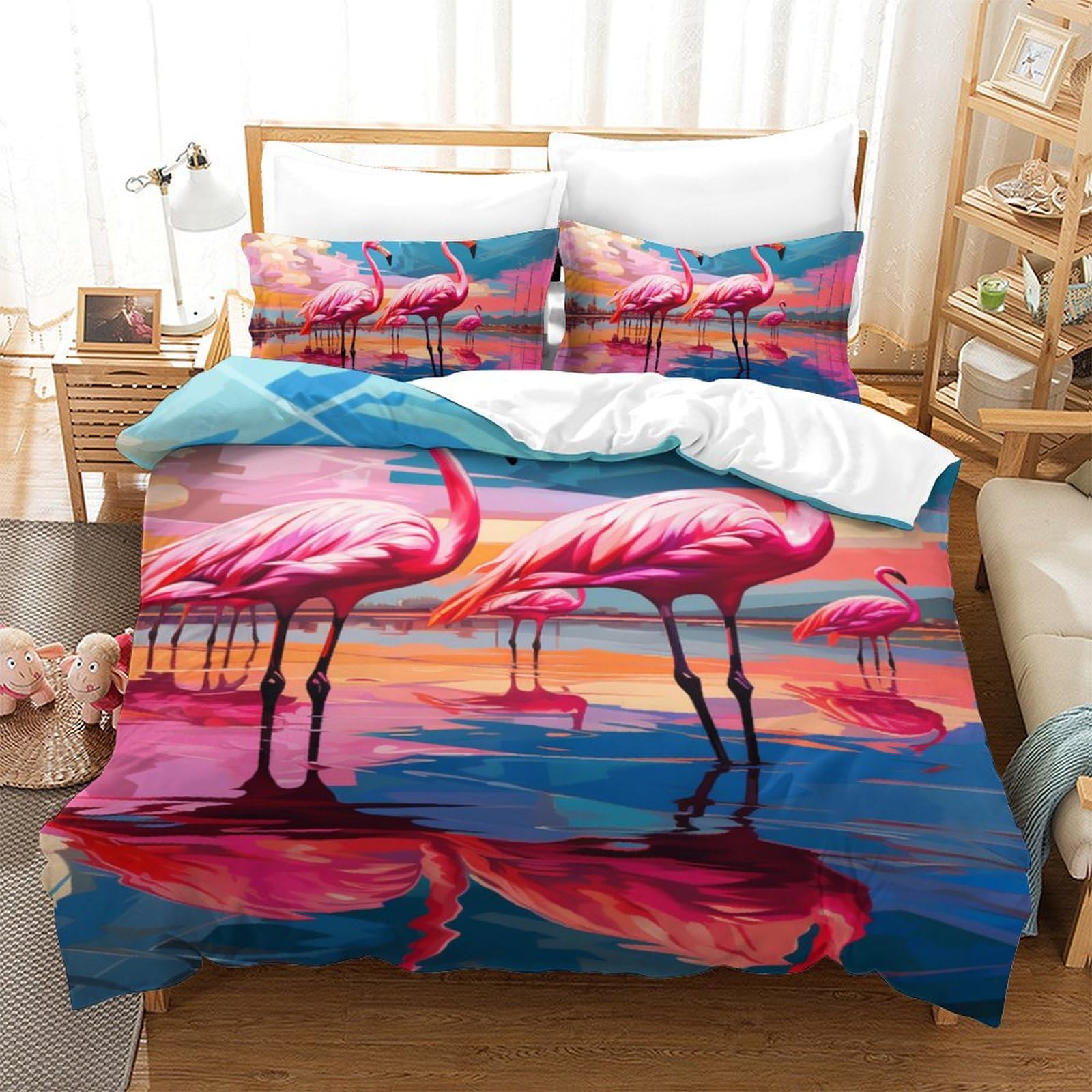 Linge de lit flamants roses pour une chambre d'enfant ou d'adulte cocooning