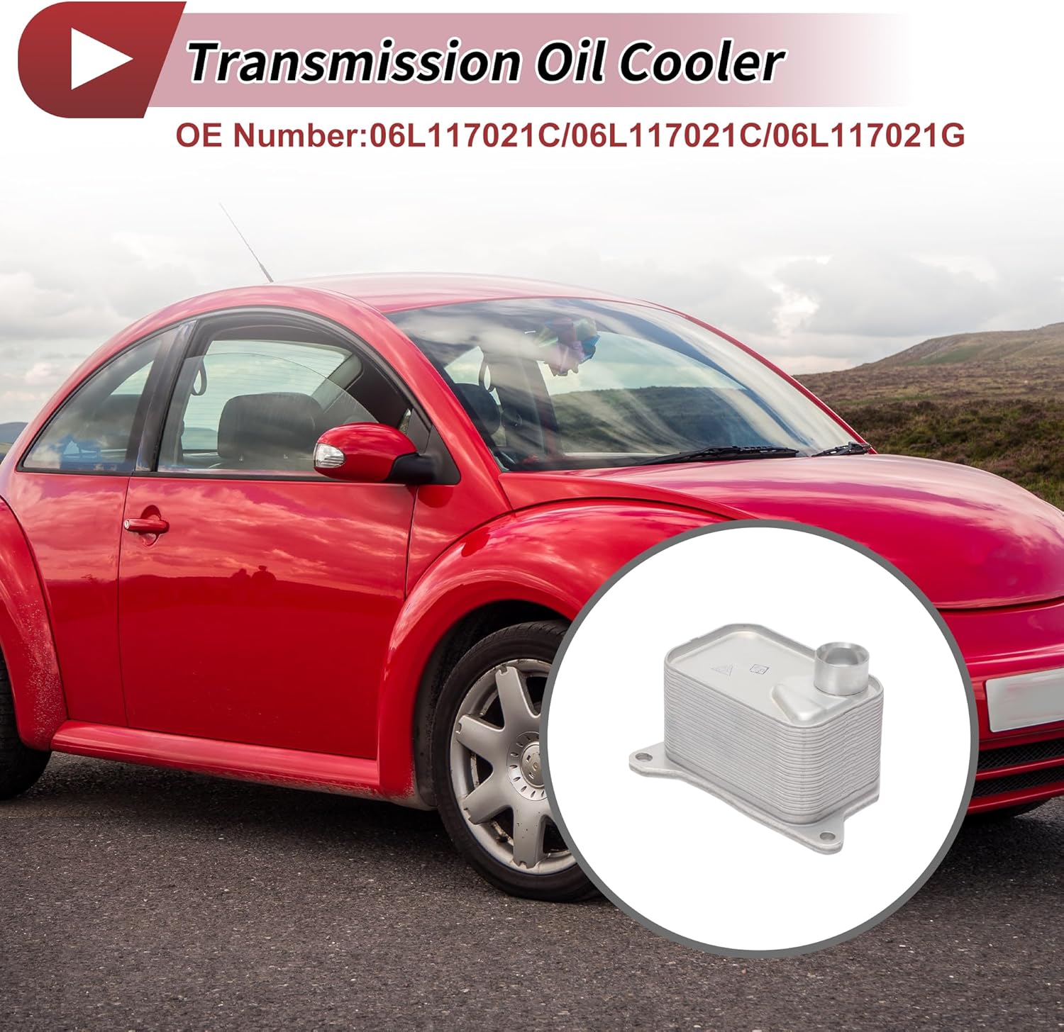 ACROPIX Engine Oil Cooler for Volkswagen Aeteon 2.0T 19-24 Transmission Oil Cooler Trans Cooler with O-ring Seals No.06L117021C Aluminum Alloy Silver Tone