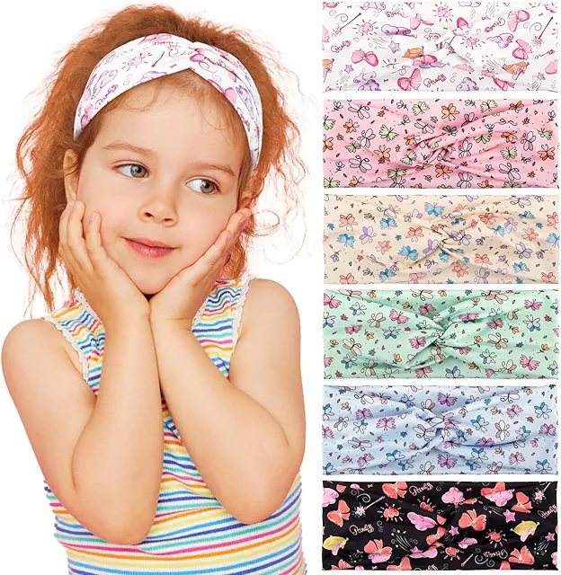 6 Bandeaux Élastiques Large Fille - Accessoire Coiffure Sport Animé Multicolore