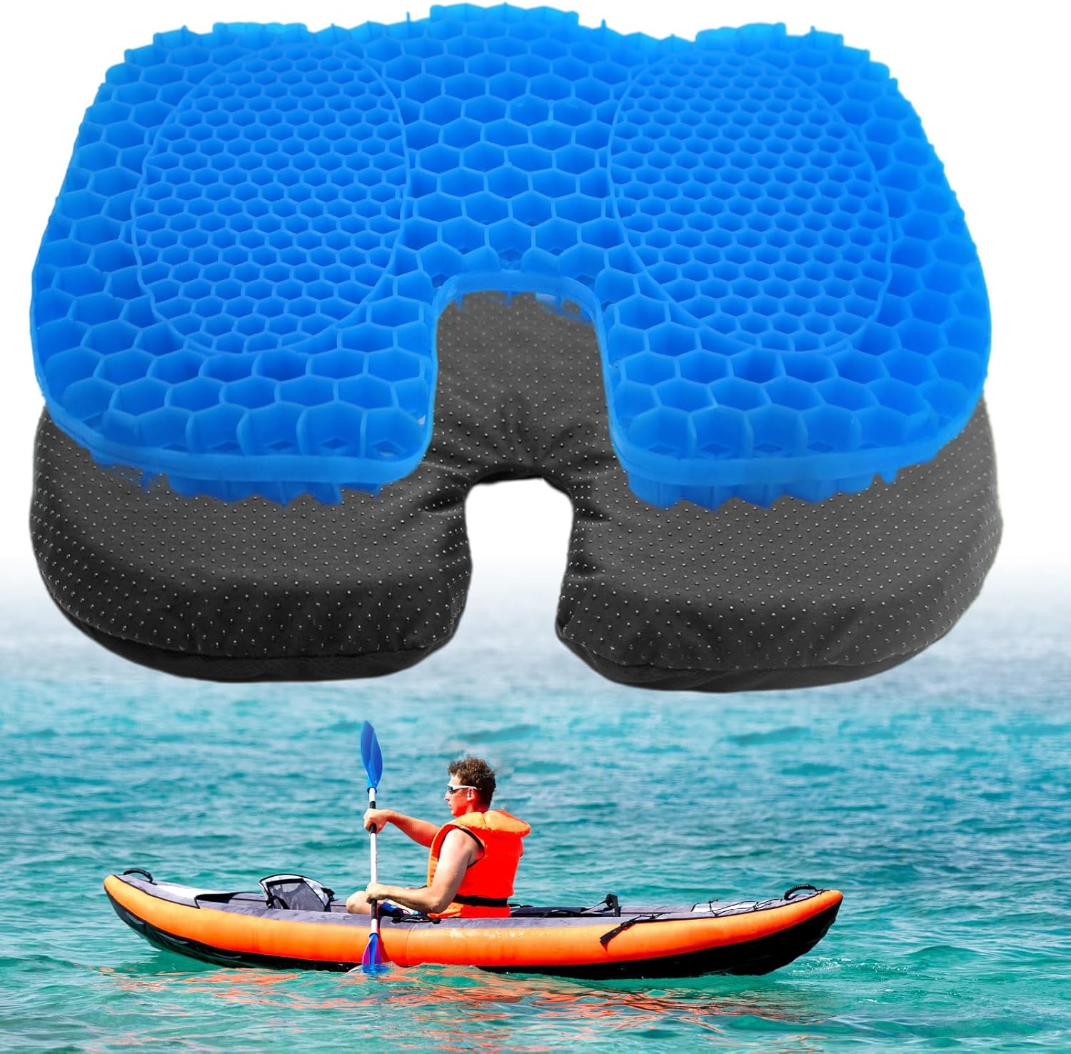Anti Slip Gel Kayak Seat Cushion, U Shape Kayak Seat Pad, Waterproof Thicken Pressure Relief Kayak Seat Cusion for Outdoor Use Anti Slip Gel Kayak Seat Cushion, U Shape Kayak Seat Pad, Waterproof Thicken Pressure Relief Kayak Seat Cusion for Outdoor Use