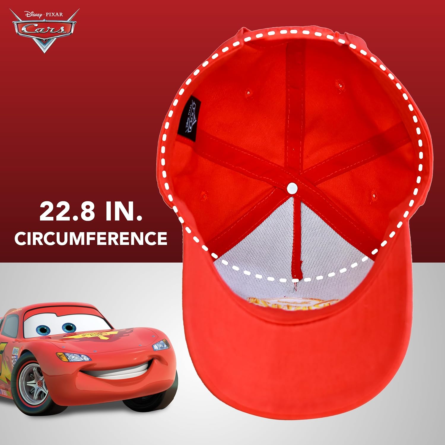 Disney Pixar Cars Baseball Cap, Cotton Adjustable Adult Hat, Red, One Size - Image 5