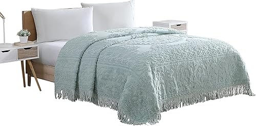 Miniatura 33 de Beatrice Home Fashions Colcha de Chenilla con Medallón, Full, Blanco