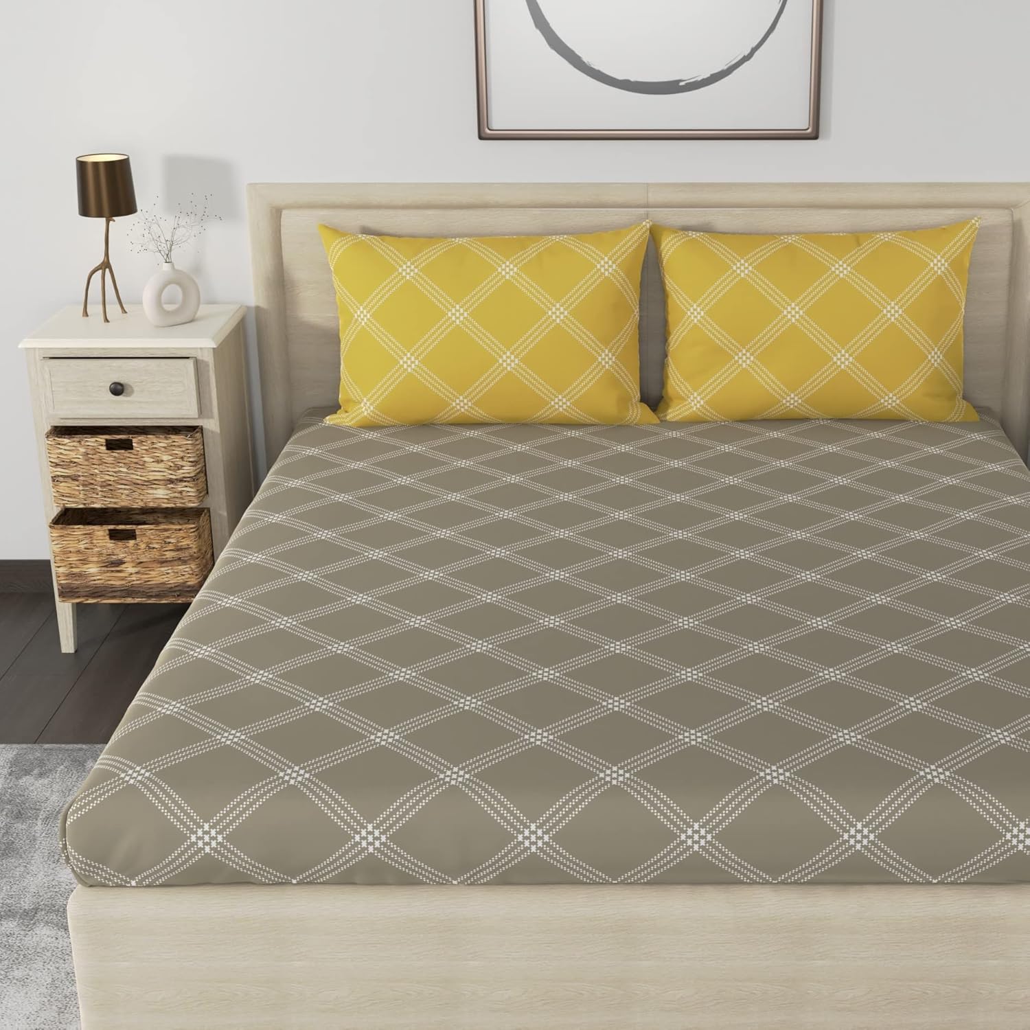 Huesland by Ahmedabad Cotton 186 TC Cotton Bedsheets for Double Bed