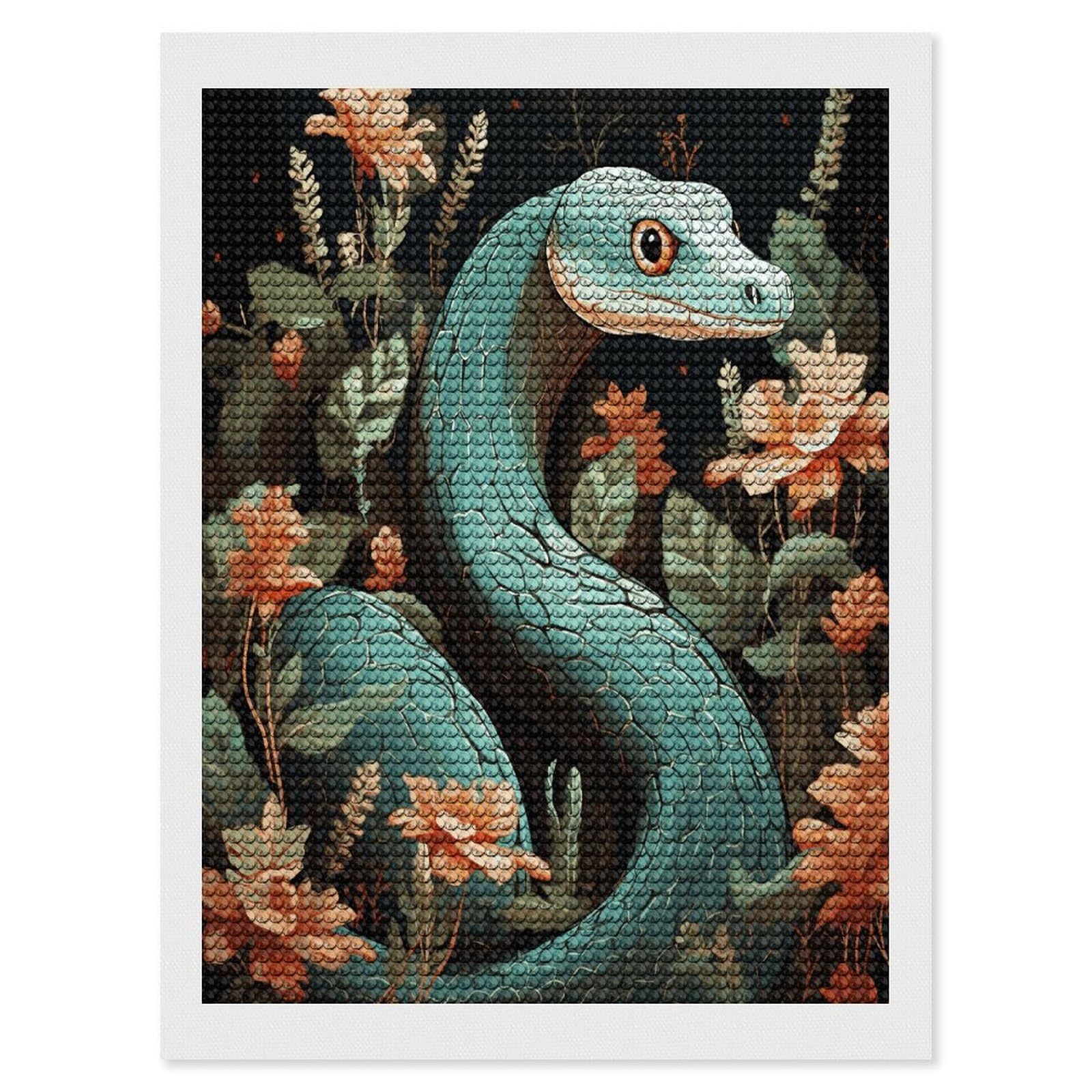 FekiLoot Snake and Flower Diamond Painting Kits for Beginners DIY Diamond Art Kits for Adults Full Drill Round Diamond Dot Gem Art Painting Fun DIY Crafts for Home Kitchen Wall Decor Gift 12"x16"