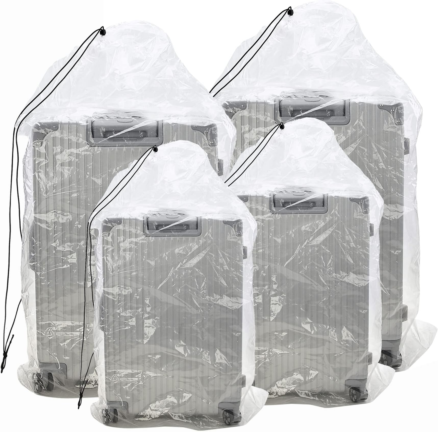 31x62 inches Extra Large Clear Drawstring Dust Covers Plastic Storage Bags Set of 4 Multi-Purpose for Storage and Keeping Luggage, Suitcase Good for Household Organizing Reusable