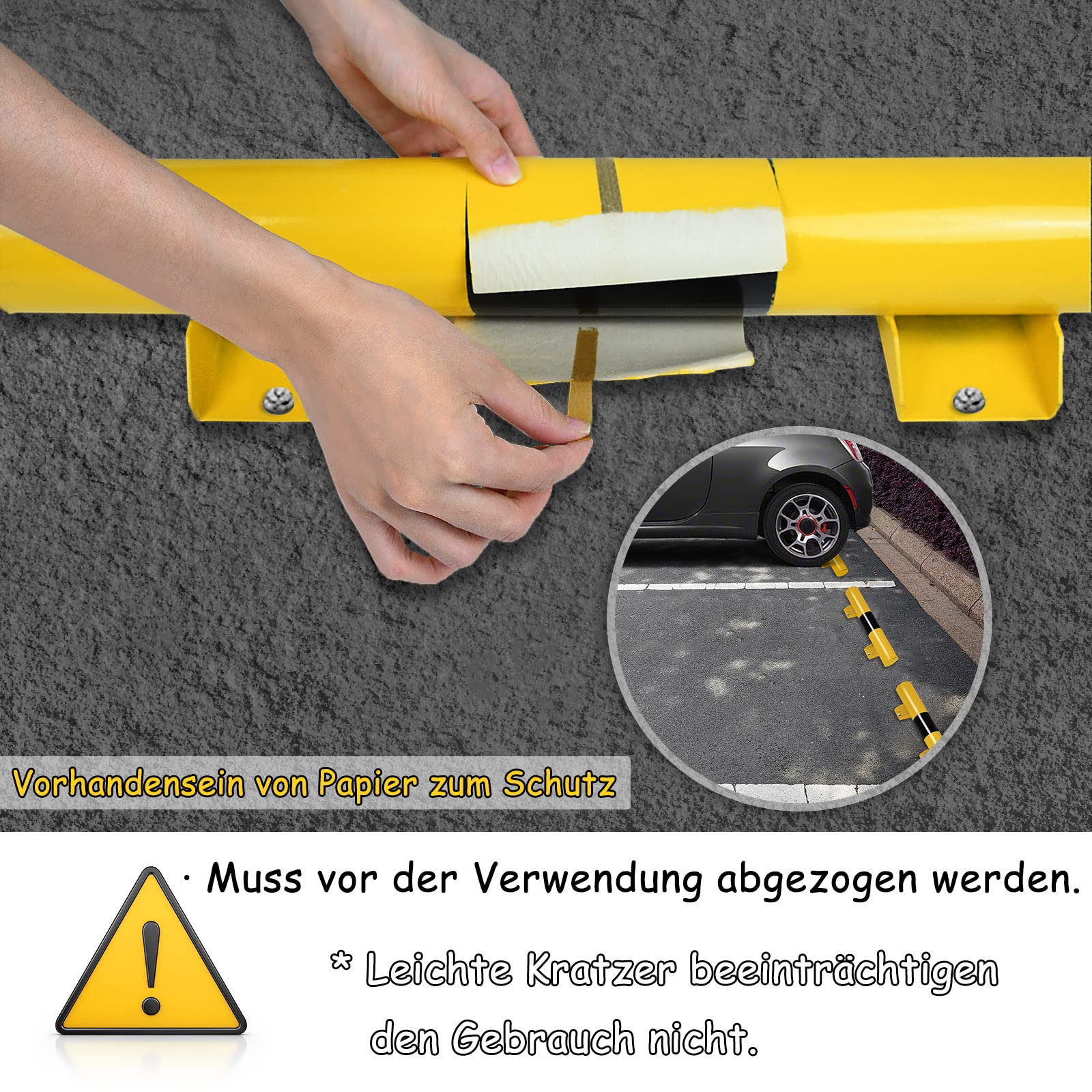 Fermaporta In Gomma NAIZY - Limitatore Parcheggio 183cm Nero/Giallo Con Viti Di Espansione - Foto 9