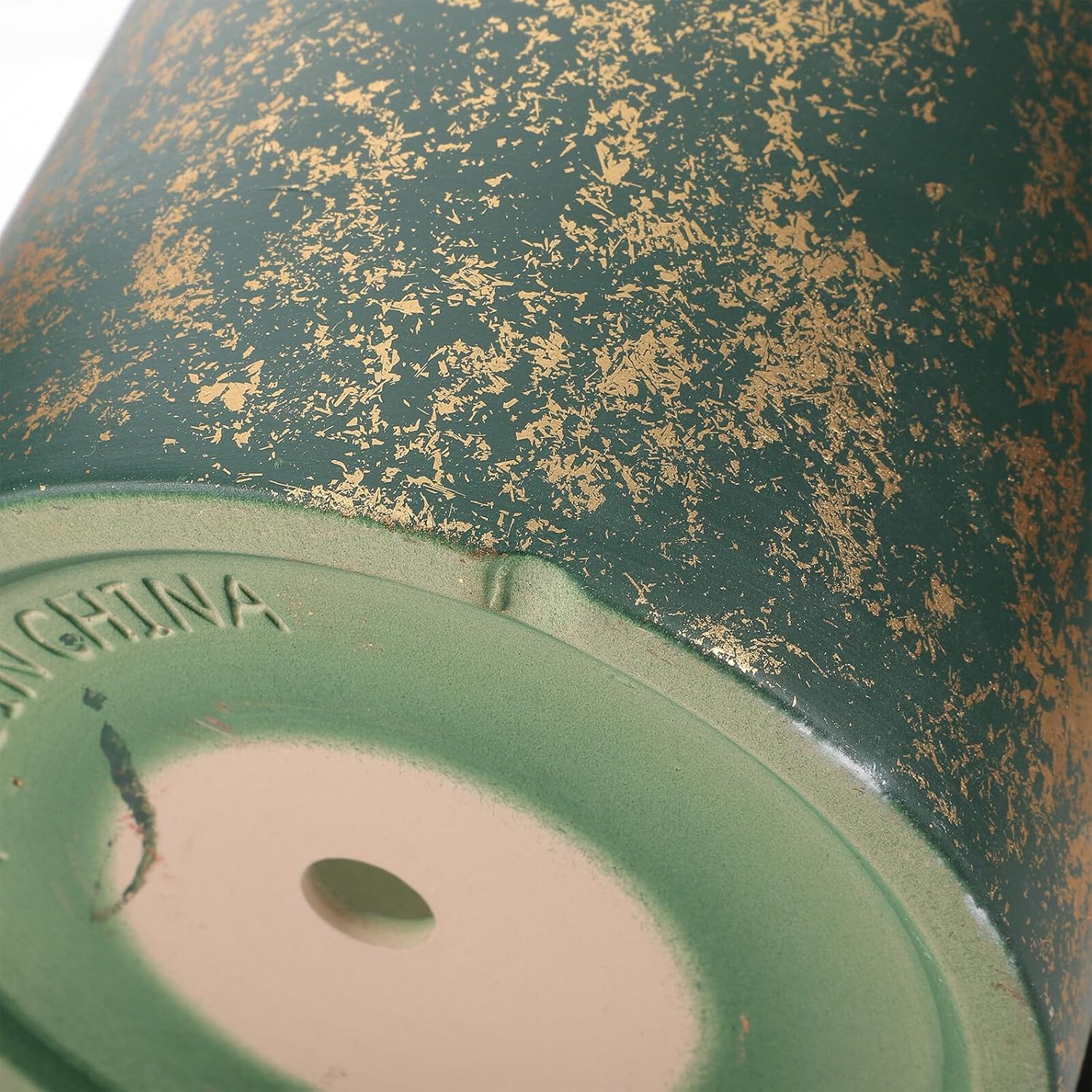 Ciieeo Ceramic Plant Pot with Tray 17cm Green Planter for Small Succulents Garden Flowerpot with Drainage Hole Indoor Outdoor Gardening