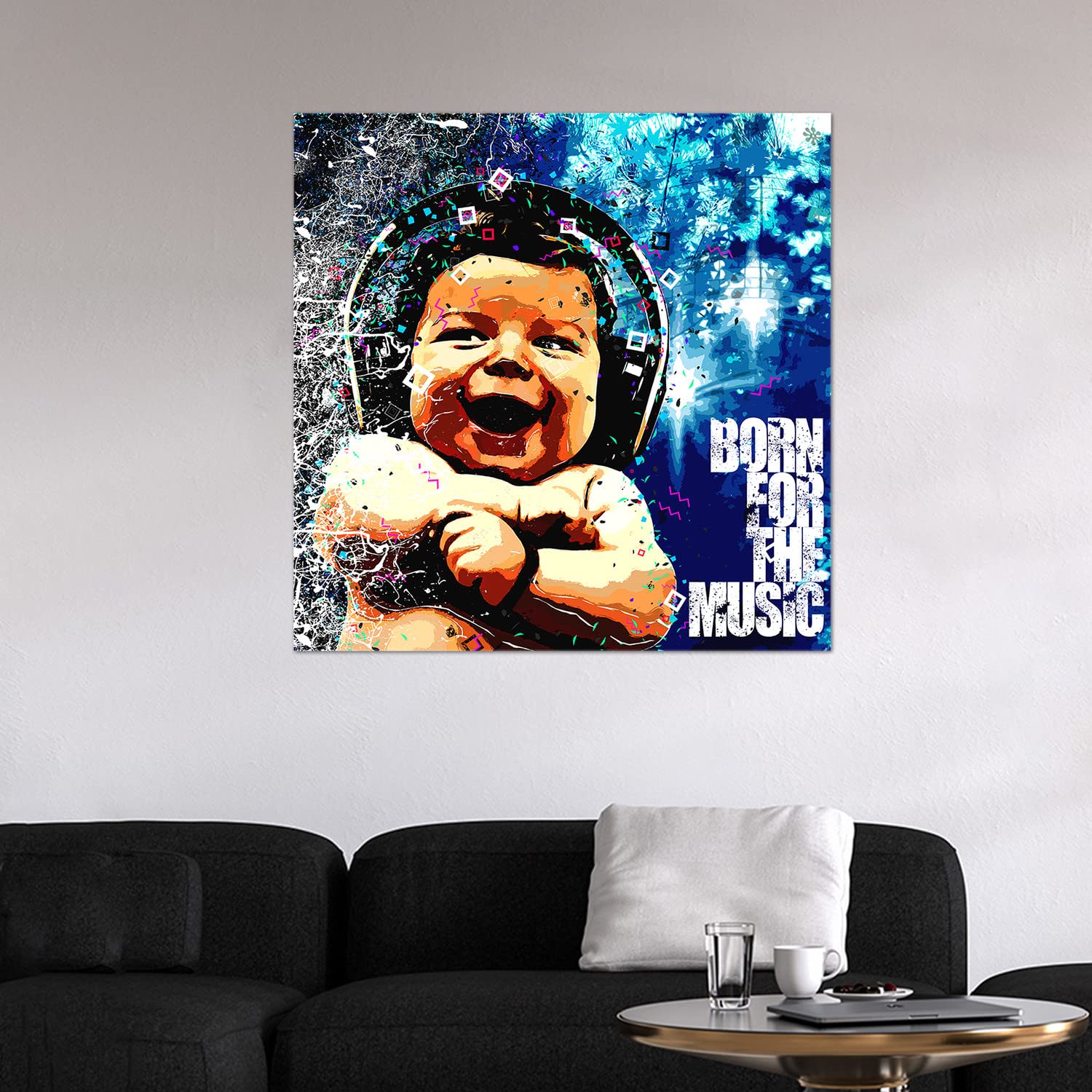 Giallobus - Quadro - Street Art - Born for The Music - Vetro Acrilico - 70x70 - Pronto da Appendere - Quadri Moderni per la casa