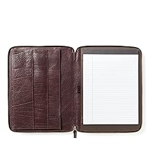 Leatherology Premium Espresso Executive Zippered Portfolio – Full-Grain Leather Padfolio Interior Tablet Pocket, Pen Loop & Multiple Pockets – Fits Letter Paper – Professional Zippered Organizer