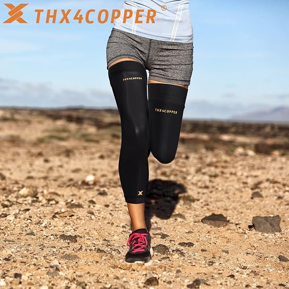 Thx4COPPER 1 Pair Full Leg Compression Sleeves,Anti Slip Long Knee Brace,Thigh Calf Support Protector for ACL,Meniscus Tear,Running,Basketball,Cycling,Knee pain relief Arthritis Recovery,Women &Men
