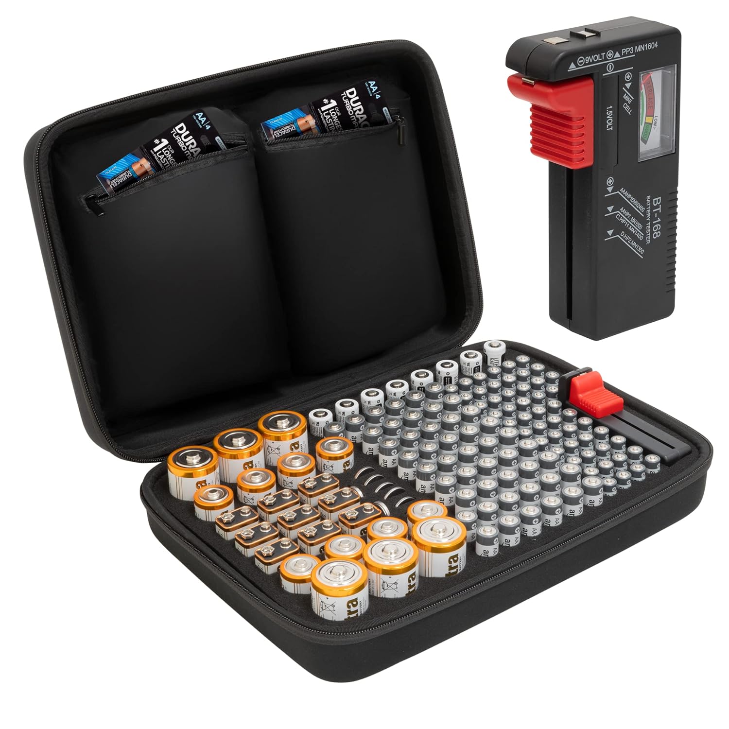 Tanness 140 Battery Case with Battery Tester Battery Organiser