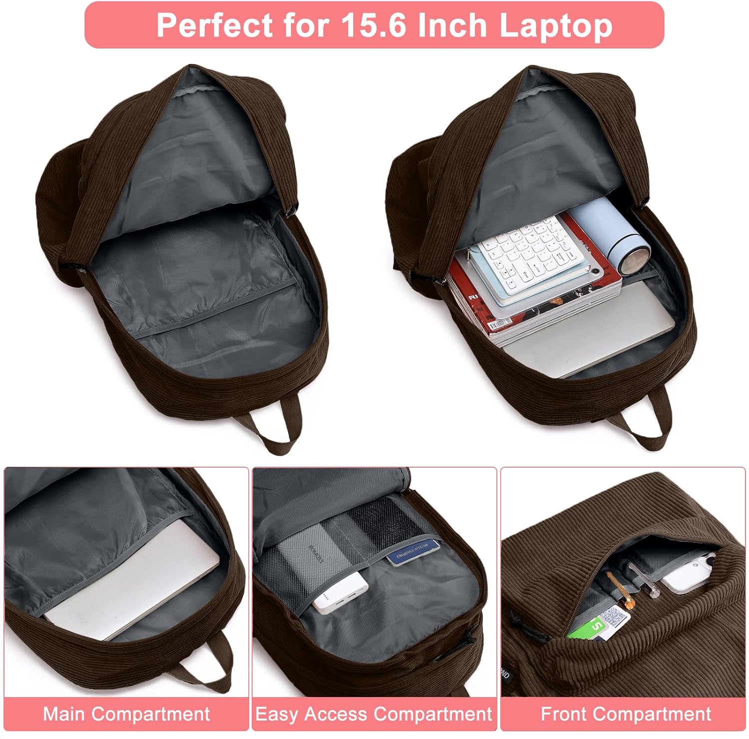 ZUBOND Backpack for School Girls and Boys, Lightweight School Bookbag for Teens, College Students Women & Men, Cute Large Laptop Backpack Fits 15.6 Inch Notebook (Machine Washable)