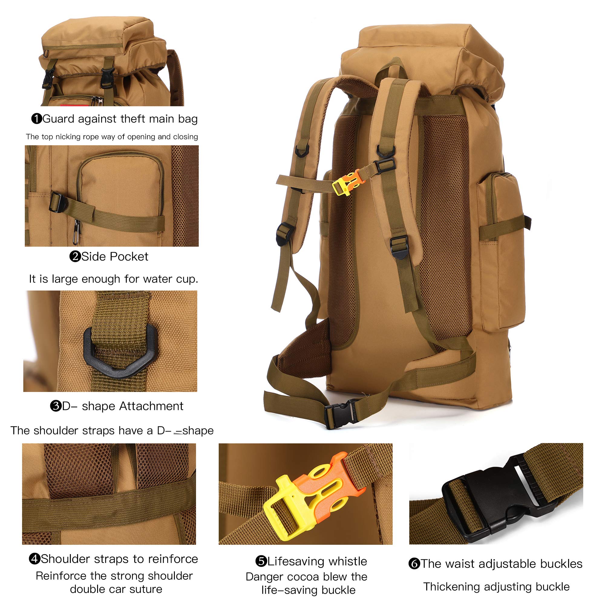 70L Campeggio Escursionismo Militare Zaino Tattico Outdoor Impermeabile Regolabile Borse Sportive