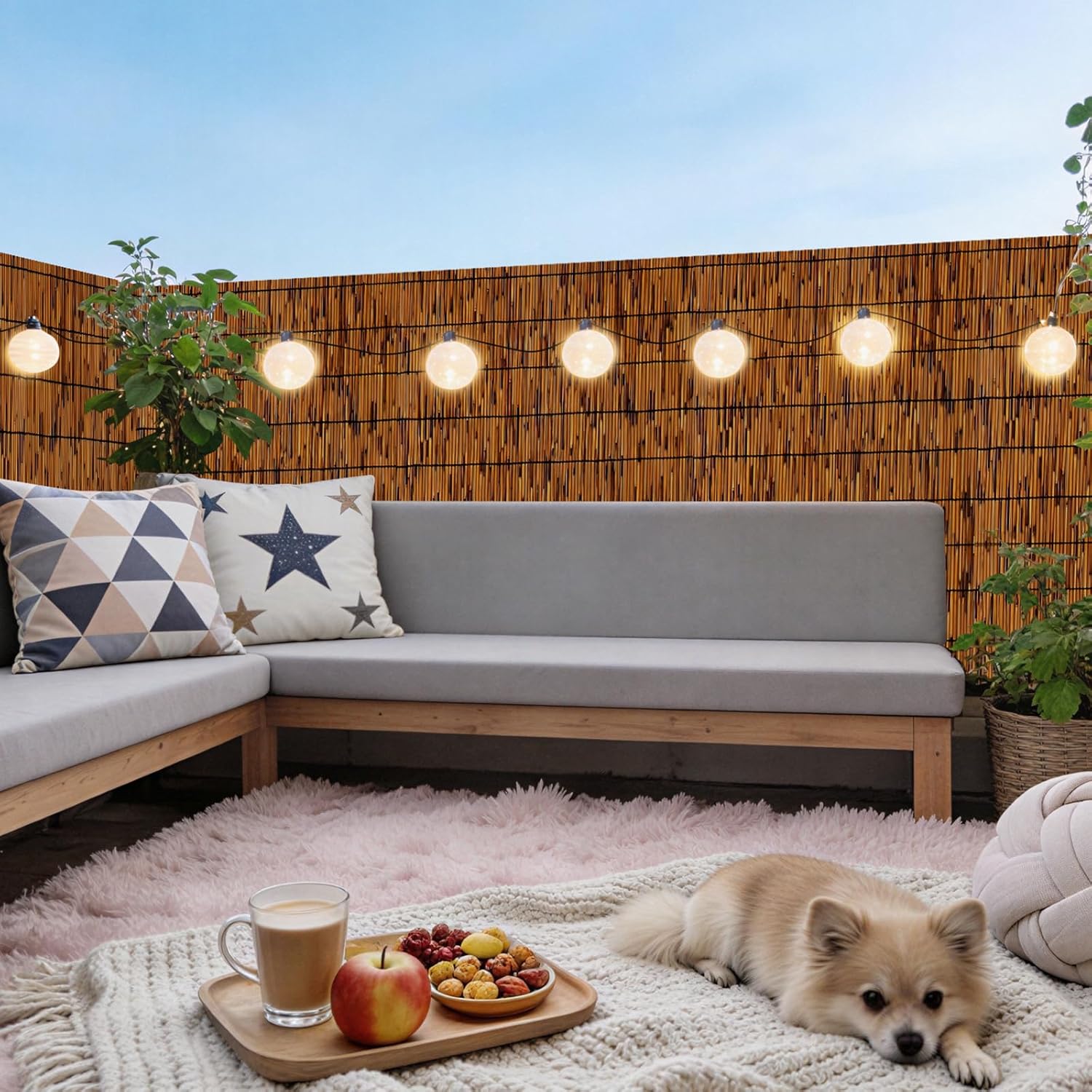 6FT X 16.4FT Natural Reed Fence, 2Pack Bamboo Privacy Fencing 6ft High Decorative Reed Screen for Outdoor Patio Balcony Garden Backyard