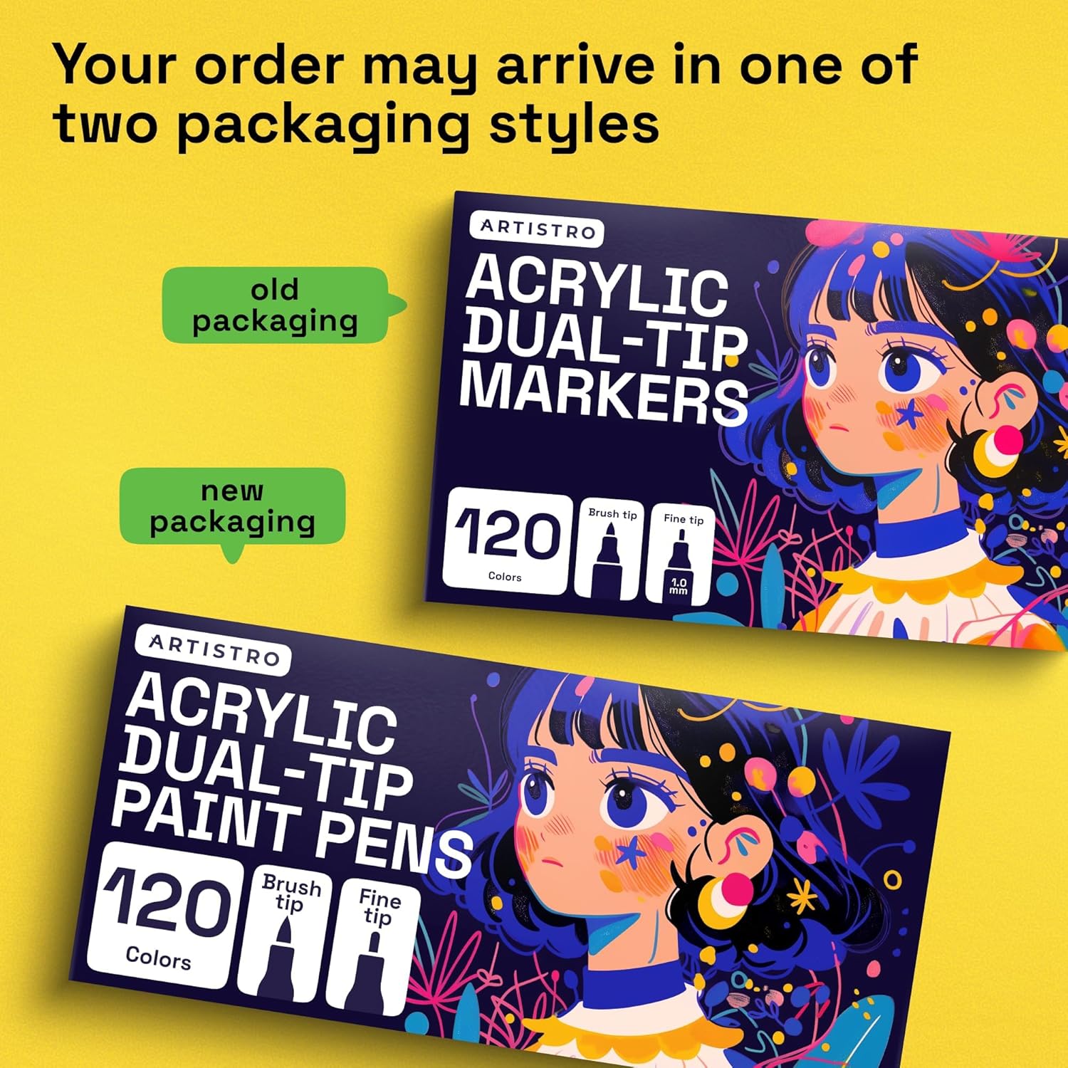 ARTISTRO 120 Acrylic Paint Markers - Paint Pens for Drawing, Brush + Fine Tips - For Fabric, Rock, Glass, Wood, DIY, Eggs - Art & Craft Supplies for Adults, Teens, Kids - Easter Basket Stuffers