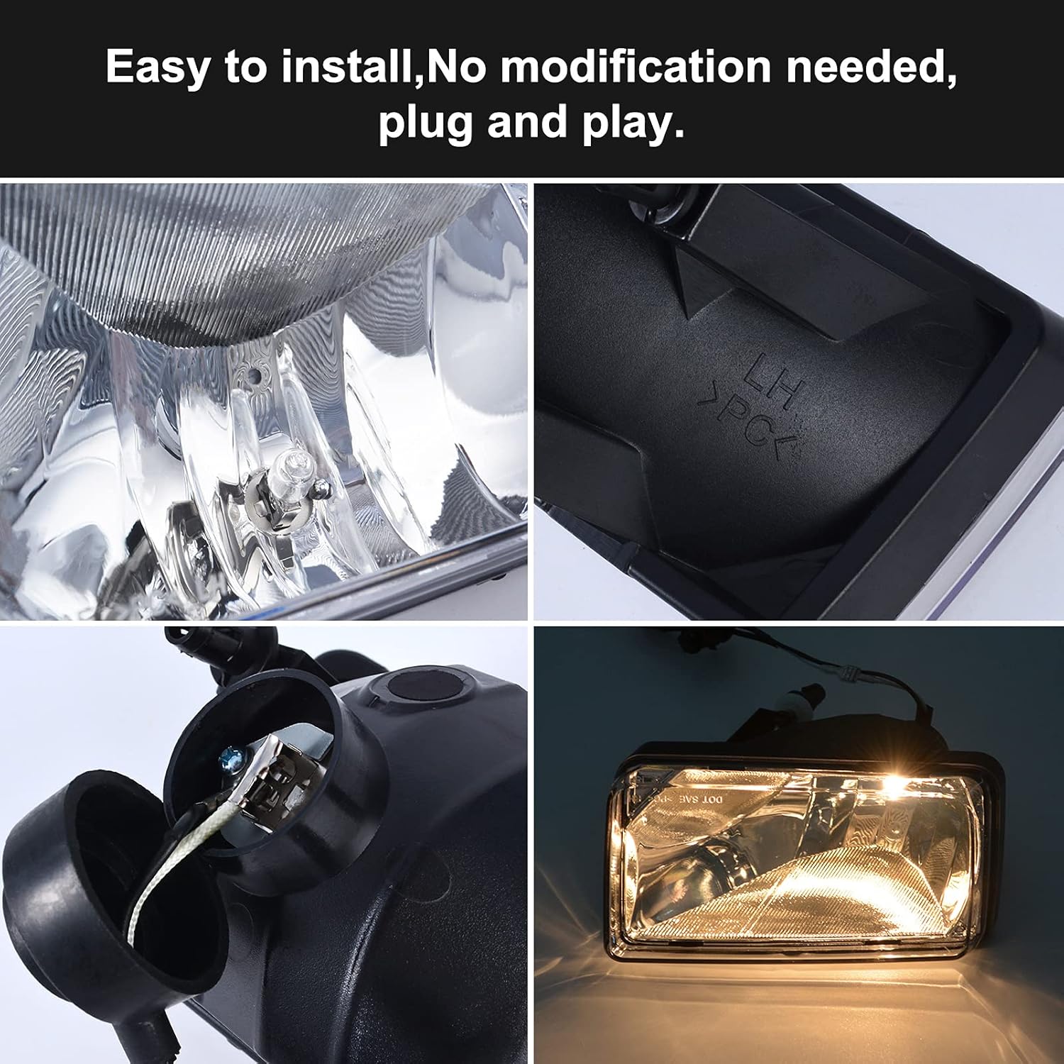 Fog Lights for Silverado Sierra 1500 2500HD 3500HD, Bumper Fog Lamps Halogen Bulbs Clear Lens for Silverado/Suburban/Tahoe/Avalanche/Sierra/Yukon/Escalade 2007-2015 Accessories