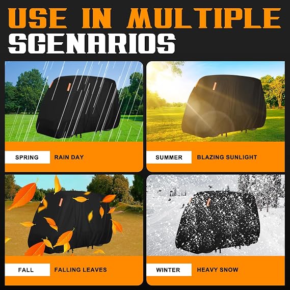 Golf Cart Cover 2/4/6 Passenger Golf Cart Covers Extended Roof Waterproof Outdoor,Durable Weatherproof,Compatible with Club Car, EZGO, Yamaha, Cushman, Evolution, Star,Tomberlin