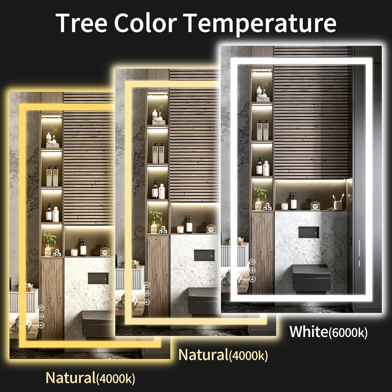 LED Bathroom Mirrors 40"x48" Bathroom Mirror with Lights for Wall, Backlit + Front Lit, 3 Colors, Anti-Fog, Dimmable Brightness for Vanity,Bathroom, Entryway, Living Room