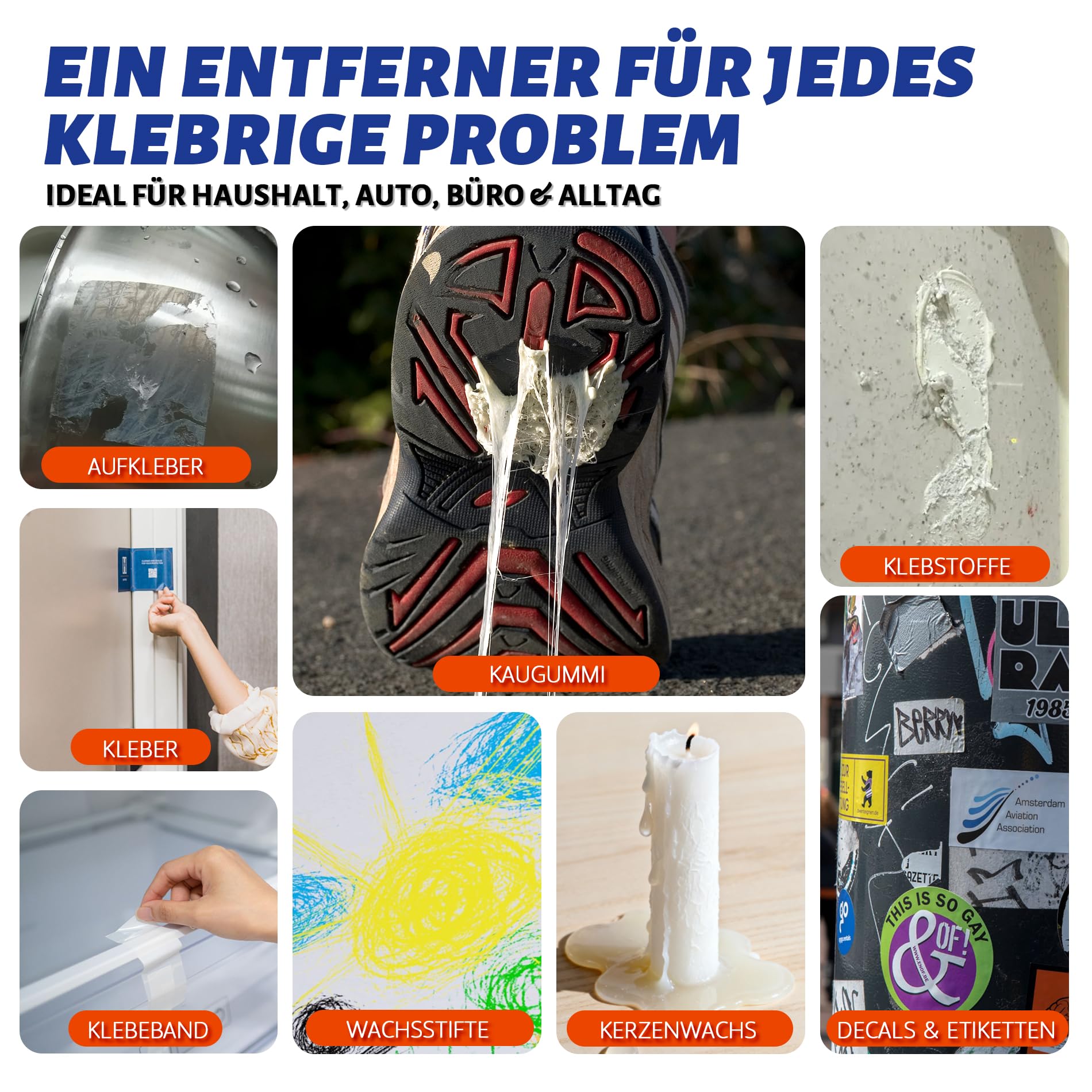 Klebstoffentferner Spray 150 ml – Profi Klebereste & Etikettenentferner für Aufkleber, Silikon, Fett, Harz & Wachsrückstände – Geeignet für Glas, Metall, Kunststoff, Holz – mit Schaber