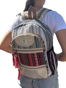 Zaino Hippie In Canapa Vintage, Unisex, Blu Scuro – Fatto A Mano, Impermeabile, Ideale Per Viaggi, Festival E Uso Quotidiano, Taglia Media - 4