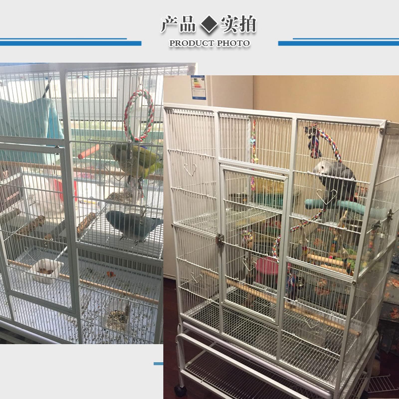 Nido de Jaula para pájaros de Hierro, Jaula de exhibición para Mascotas, Jaula para periquitos Lovebird, Jaula para pájaros para Mascotas con Escalera, Juguetes y Ruedas Colgantes,Black