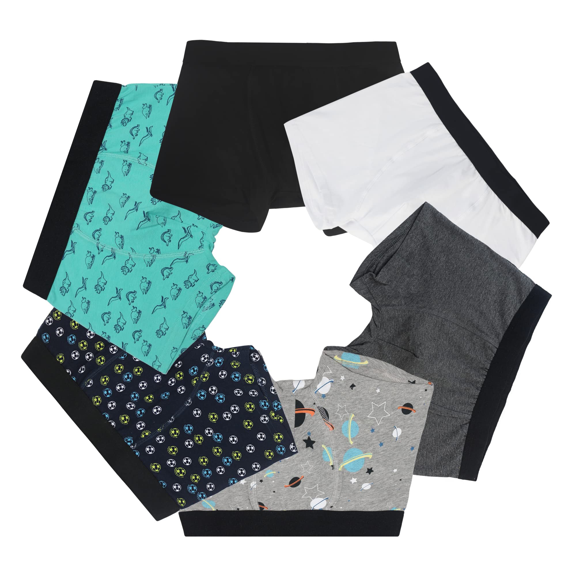 Allxwek Boys' Boxer Briefs Shorts Kids Cotton Underwear 6-Pack Soft Waistband 8-16T 1603