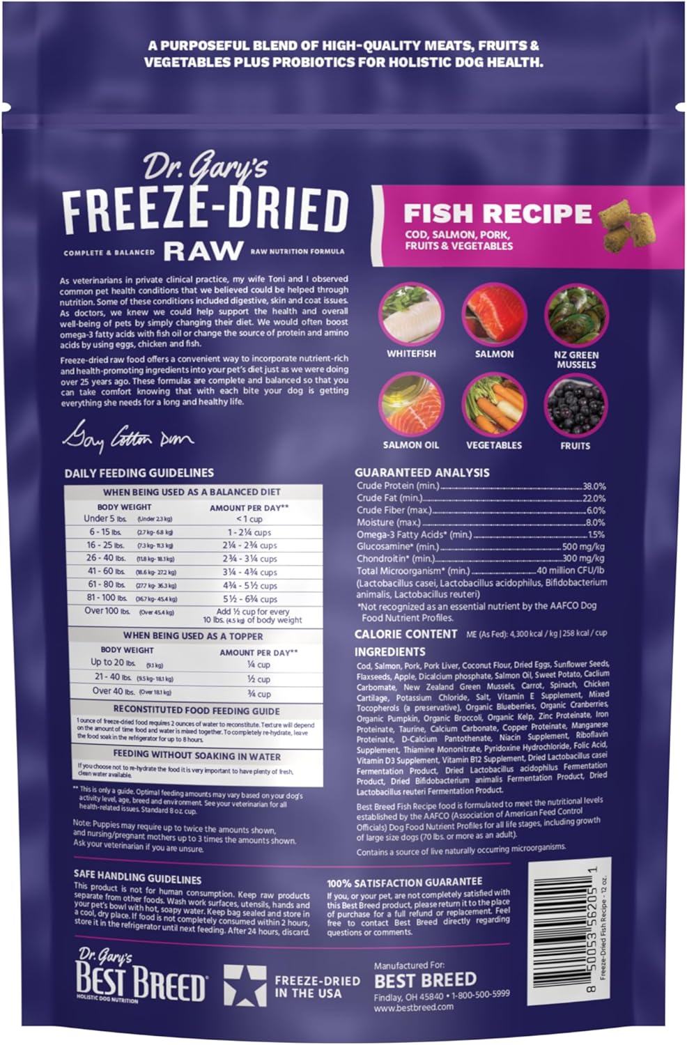 Dr. Gary's Best Breed Freeze-Dried Raw Food, Topper and Treat: Fish Recipe - 12 oz.
