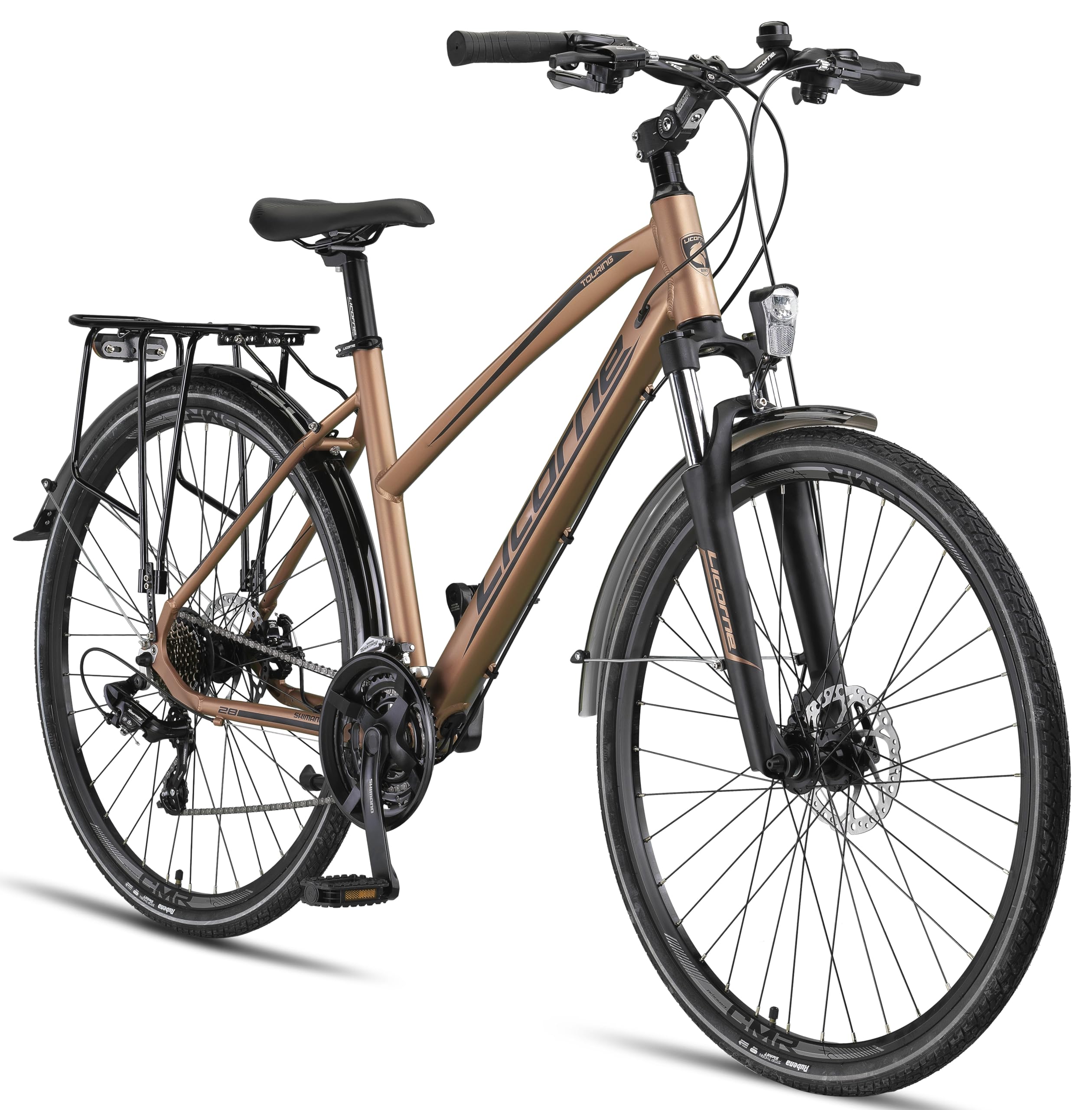 Licorne Bike Premium Touring Trekking Bike in 28 Zoll Aluminium Scheibenbremse Fahrrad für Jungen, Mädchen, Damen und Herren - 21 Gang-Schaltung