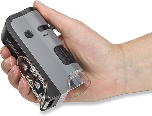Miniatura 4 de Carson MicroFlip 100x-250x LED and UV Lighted Pocket Microscope with Flip Down Slide Base and Smartphone Digiscoping Clip MP-250