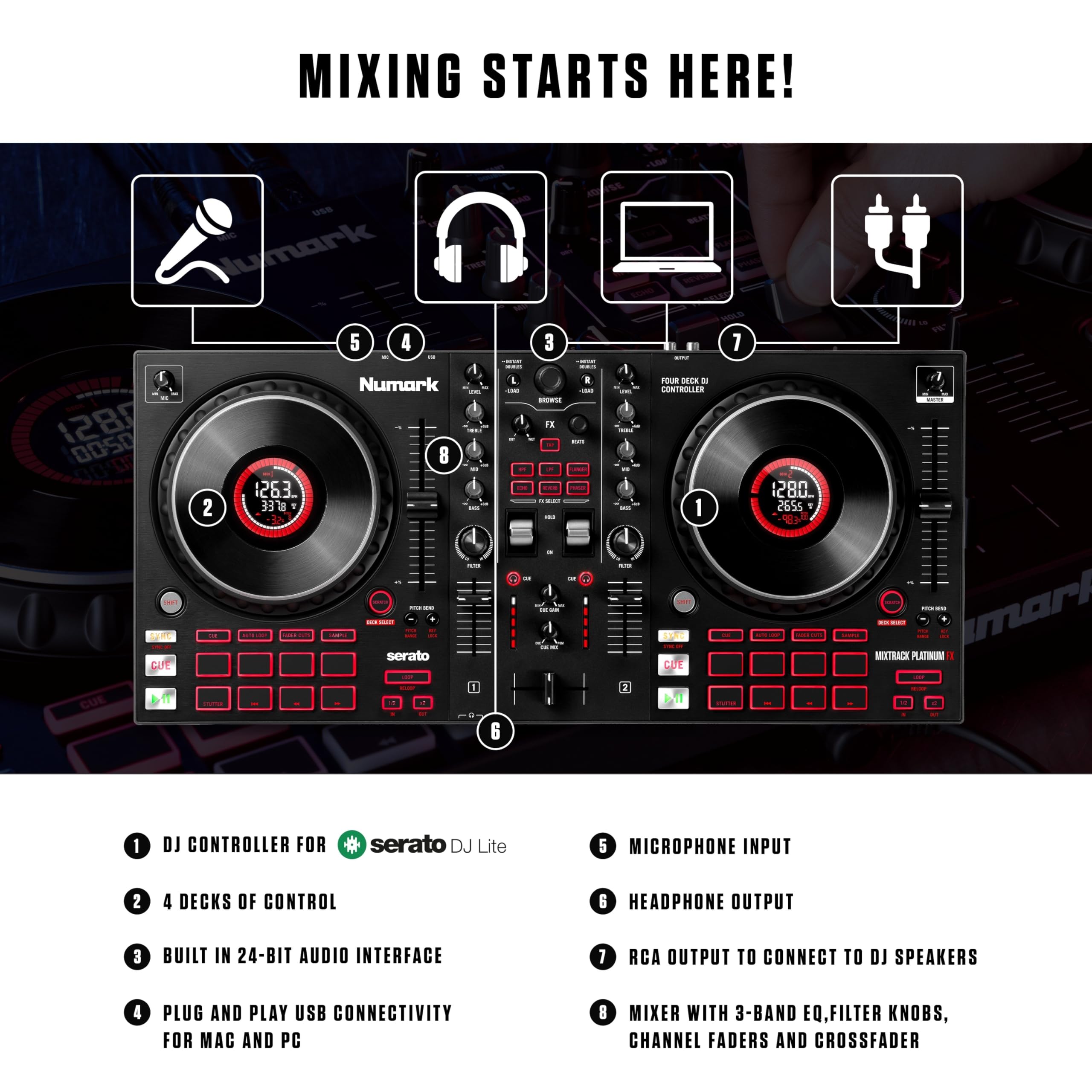 /Numark Mixtrack Platinum FX DJコントローラー Numark Mixtrack Platinum FX Kontroler DJ - kup online | Polska