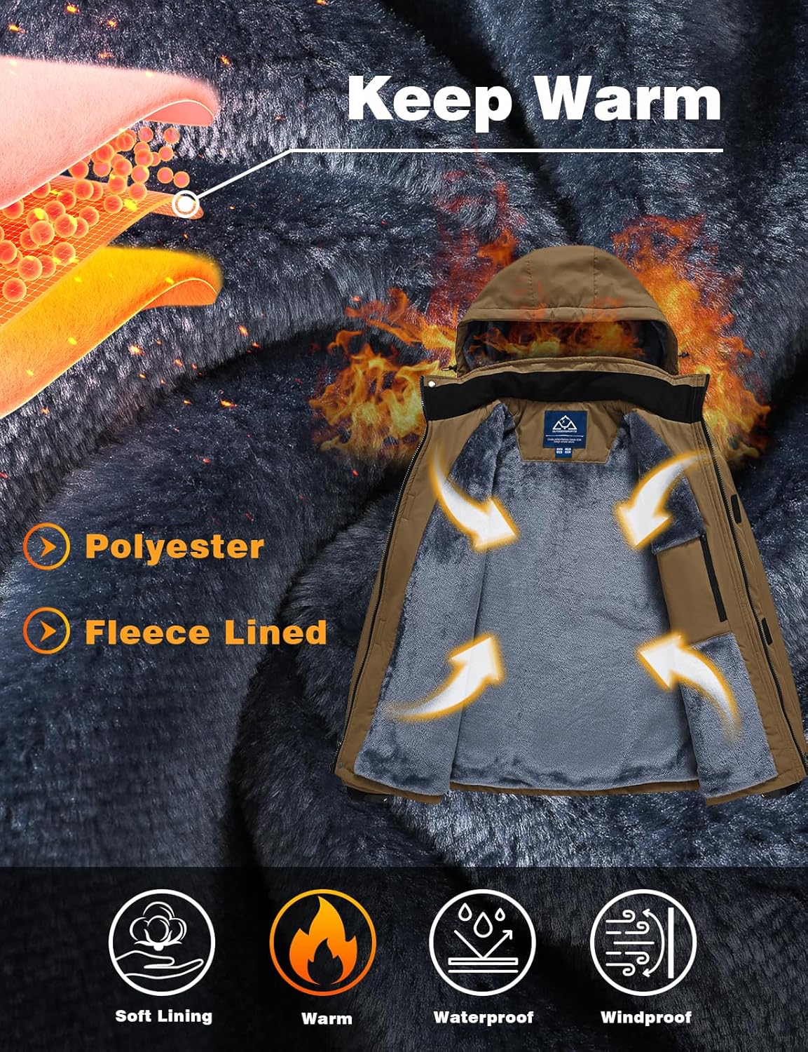 TBMPOY Men's Winter Ski Jacket Waterproof Warm Snow Insulated Coat Fleece Lined Snowboard Hooded Raincoat - Image 4