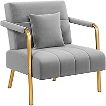 Yaheetech Divano Imbottito con Braccioli Divano Singolo da Salotto 75,5 × 72,5 × 76 cm Sofa Piccolo in Velluto con 2 Cuscini Gambe in Metallo per Soggiorno Sala d’Attesa Ufficio Casa Grigio Chiaro