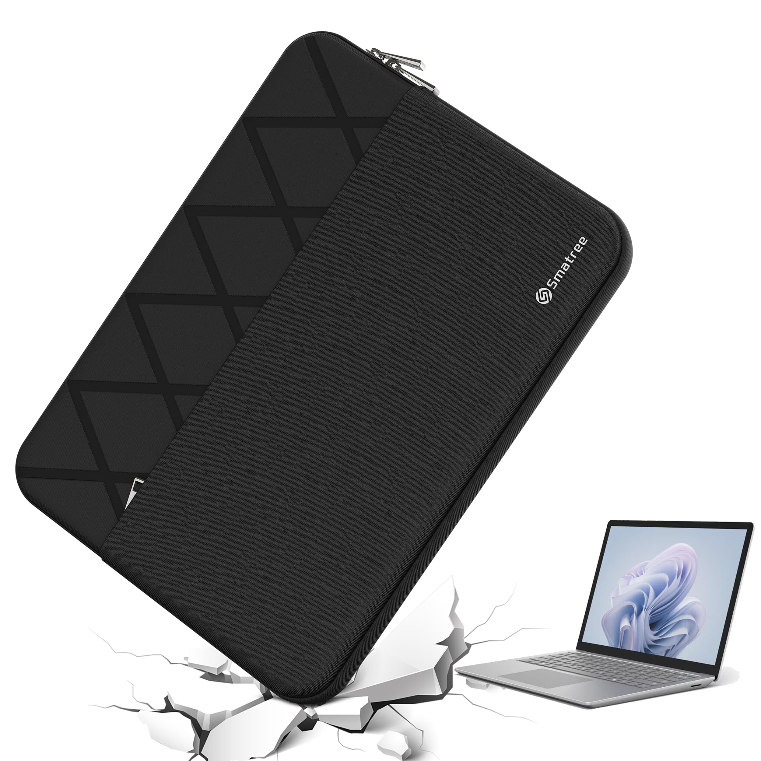 Smatree Custodia per laptop da 15 pollici antiurto e custodia per uomini e donne, custodia protettiva impermeabile su misura per laptop Microsoft Surface 6/5/4/3 da 15 pollici, nero (E626)