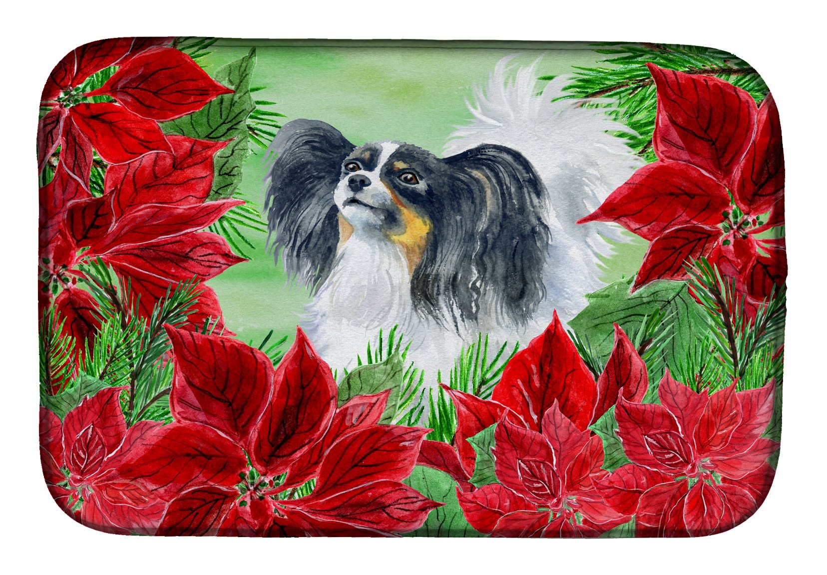 Tapis égouttoir absorbant Papillon Poinsettias grand format
