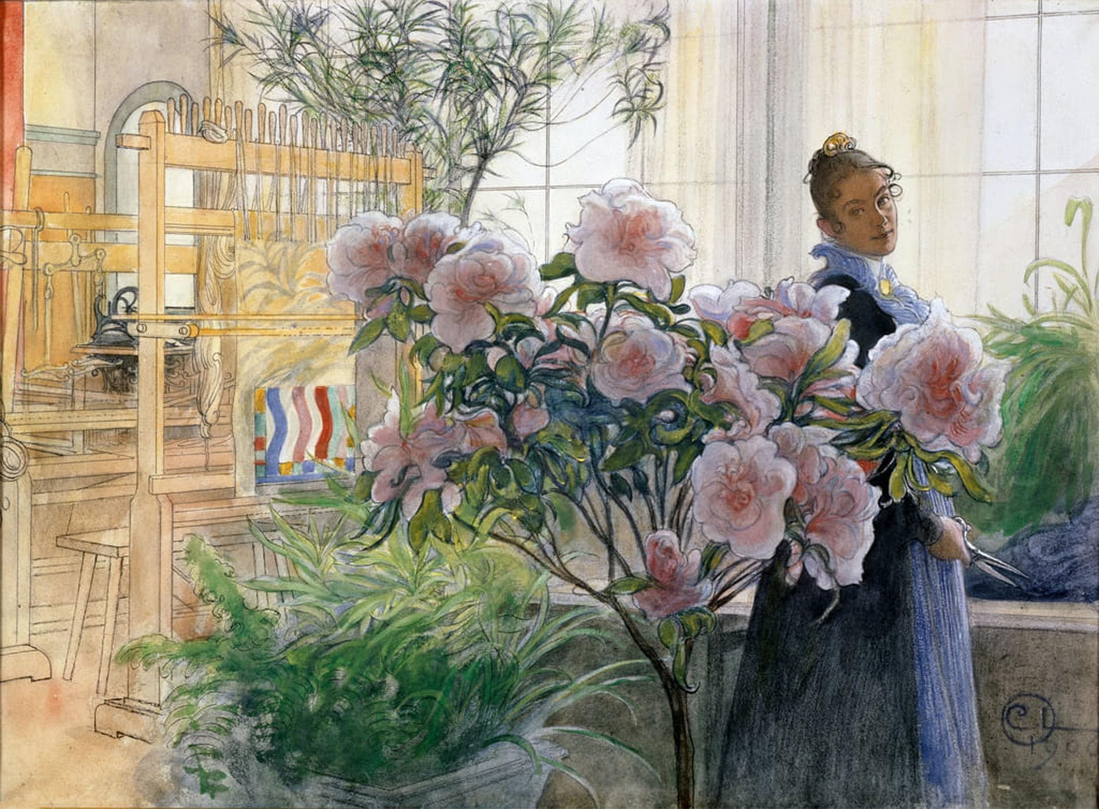Serendipitp No Frame Abstract Painting Mural Print Picture Wall Decor Painting Azalea By Carl Larsson Vintage Wall Artwork For Home Decor 60X90cm