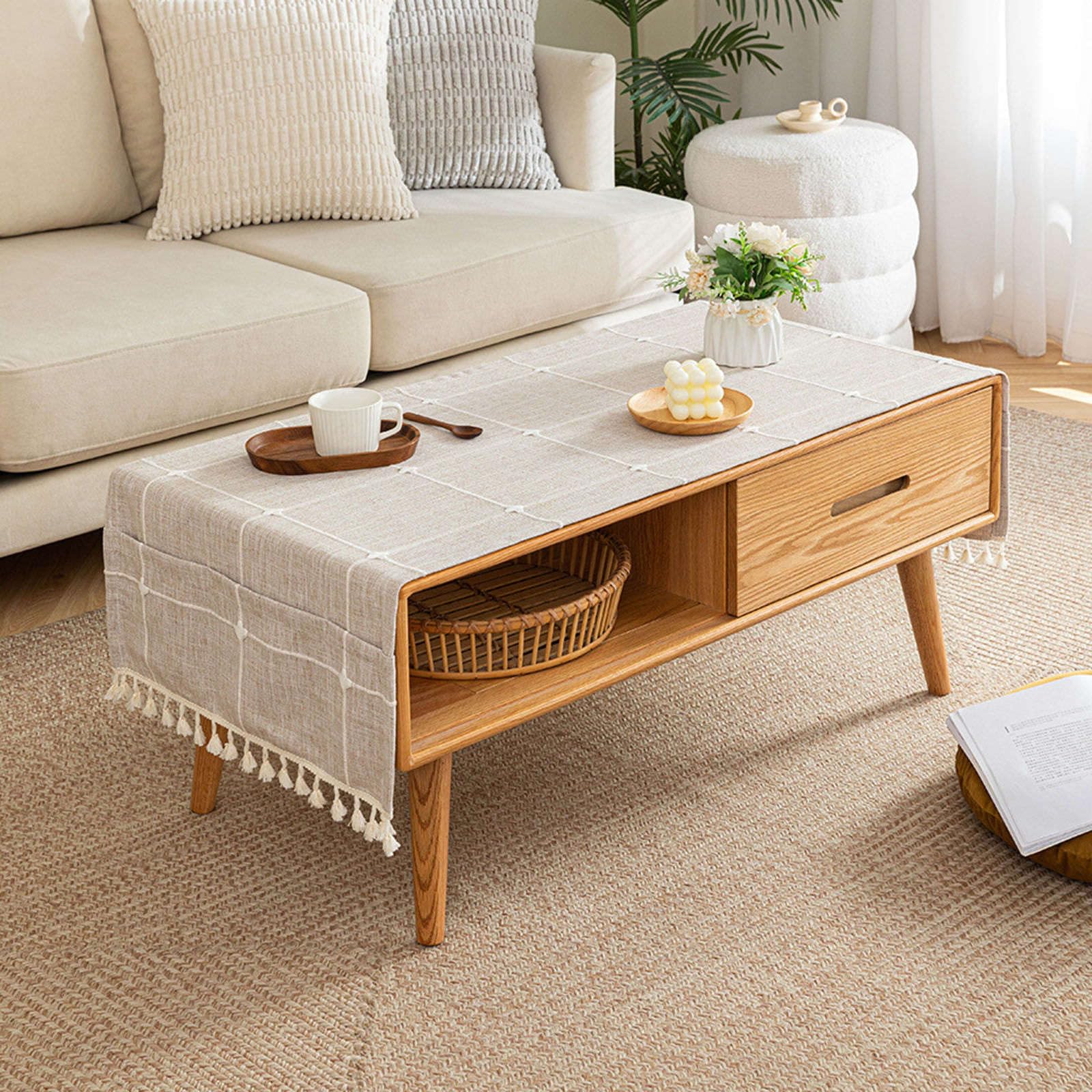 Weave tablecloth,Linen tablecloth,Coffee Table Cover With Pockets And Tassel Rectangular Waterproof Tablecloth Dining Tabletop Decoration Washable Table Top Dust Cover-P-60x160cm(24x63inch) ( Color :