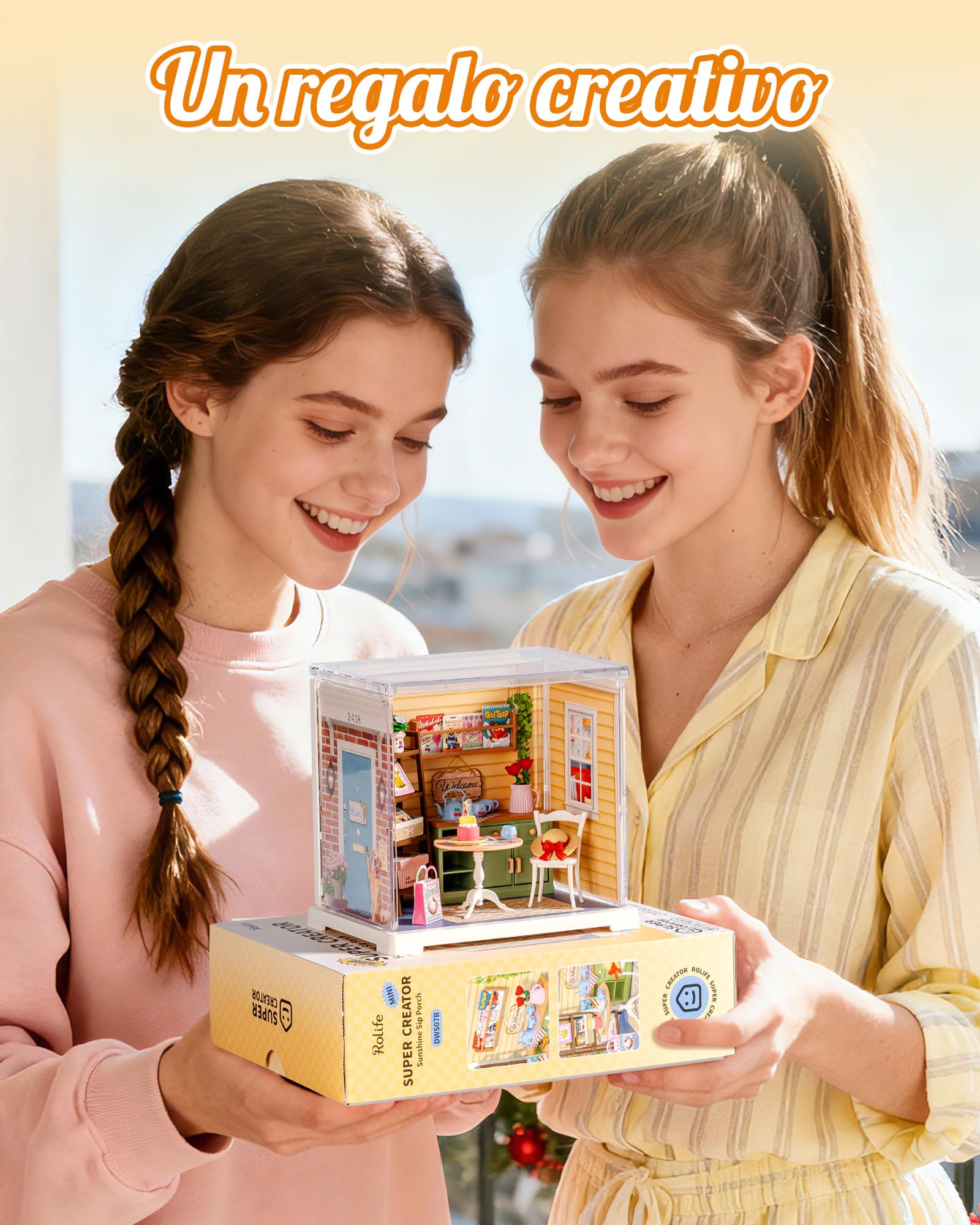 Rolife Super Creator Casa in Miniatura da Costruire Modellismo Miniatura Fai da te Kit di Costruzione di Mini Casa Scatola Espositiva Impilabile Senza Colla (Sunshine Sip Porch)
