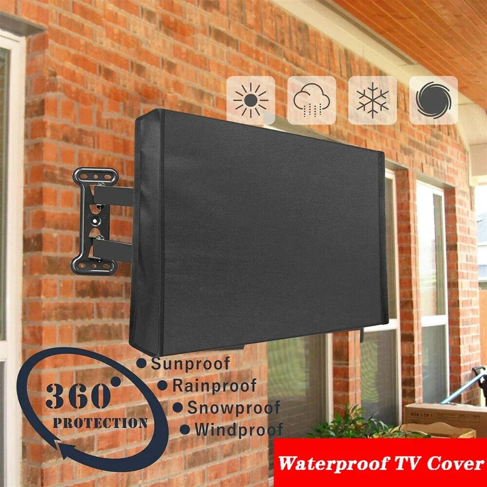 copri tv da esterno Copertura TV impermeabile protettiva Schermo Oxford nero antipolvere e for esterni(M 30-32 inch)