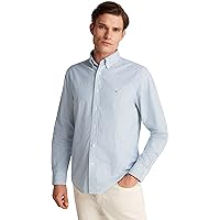 Tommy Hilfiger Uomo Camicia Flex Poplin Classic Regular Fit, Multicolore (Nouveau Green/Multi)
