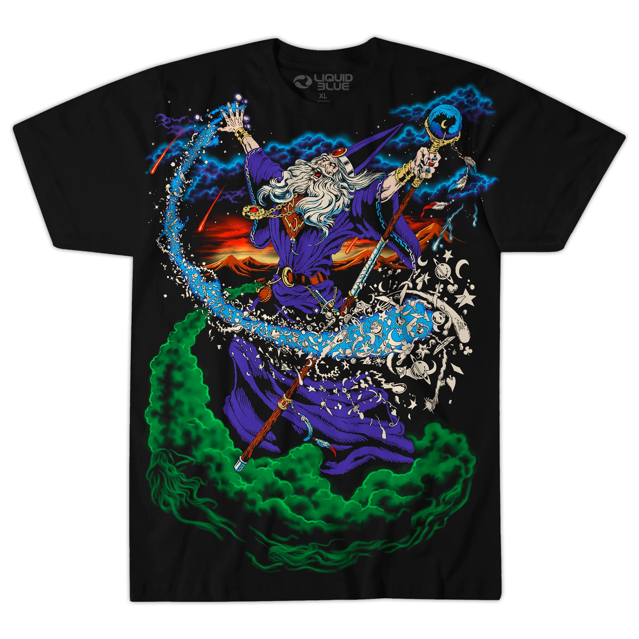 Unisex Vintage Wizard Jumbo Fantasy Print Short Sleeve T-shirt T-Shirt