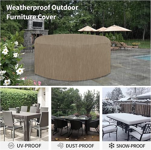 Miniatura 21 de Easy-Going Funda resistente 600D para muebles de patio, juego de mesa y silla rectangular para exteriores, funda impermeable para muebles Negro