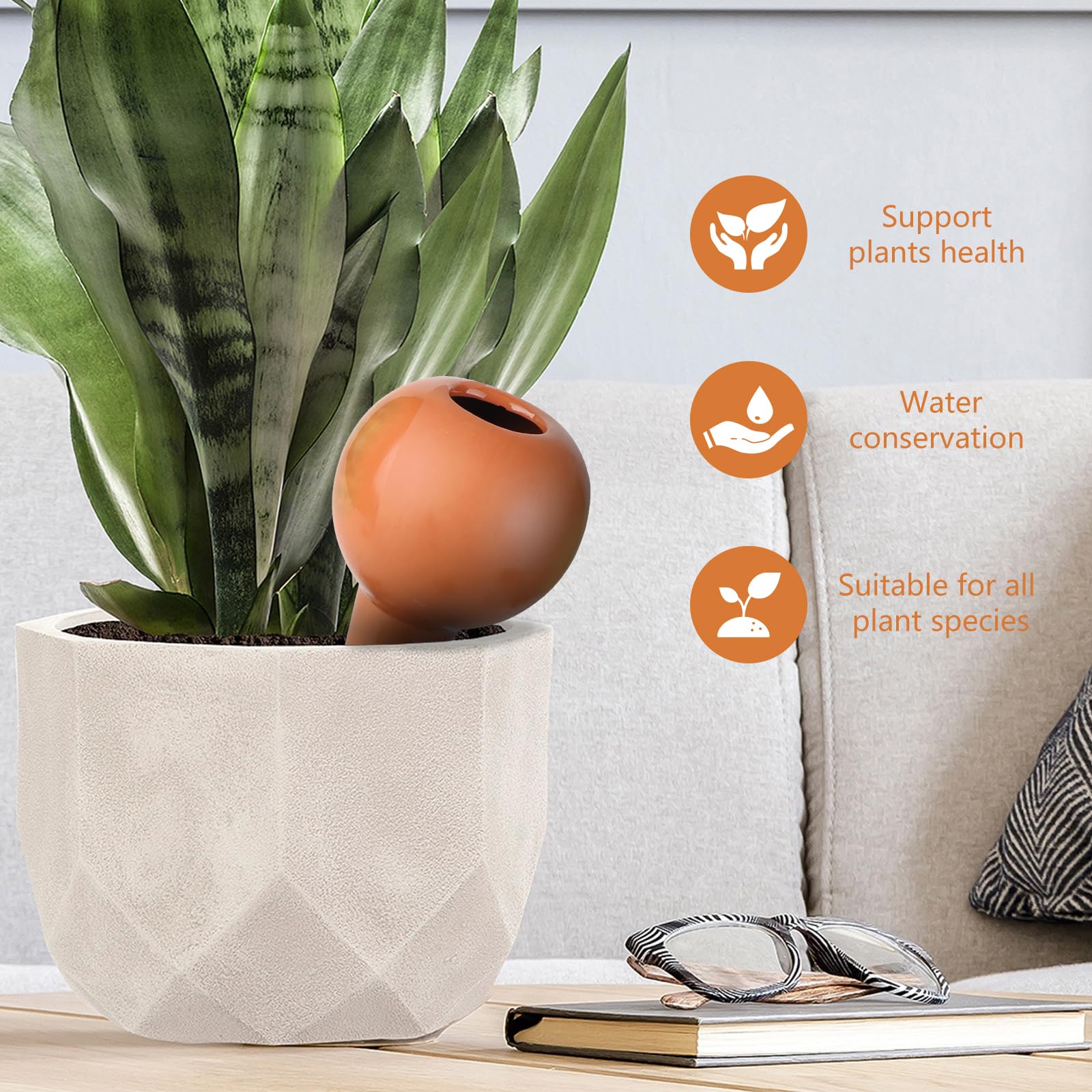 EXLECO 8X 360ml Conos para Plantas Dispositivos Grande Regador de Bolas de Riego Automatico Macetas de Terracota Dispensador de Agua para Plantas Automática Botella de Riego de Agua de Planta