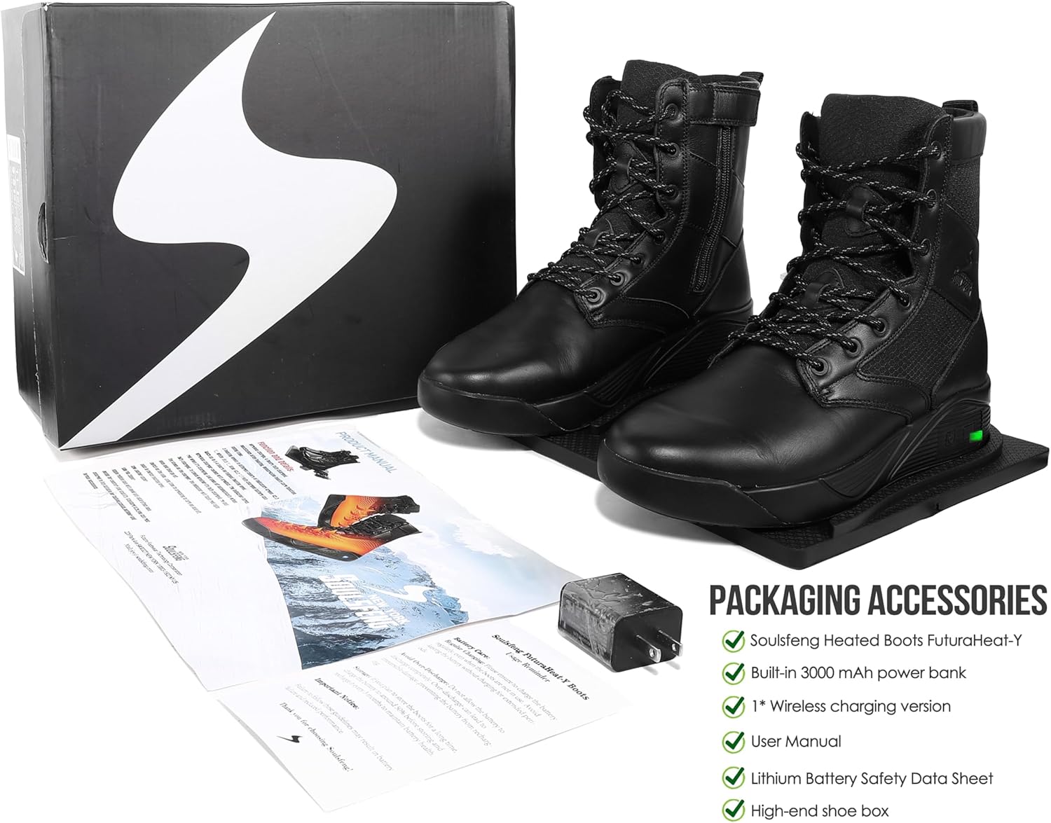 Soulsfeng Heated Boots for Men Women Futuraheat-X Winter Waterproof Warm Snow Boots Rechargeable Electric Heating Boots Foot Warmers