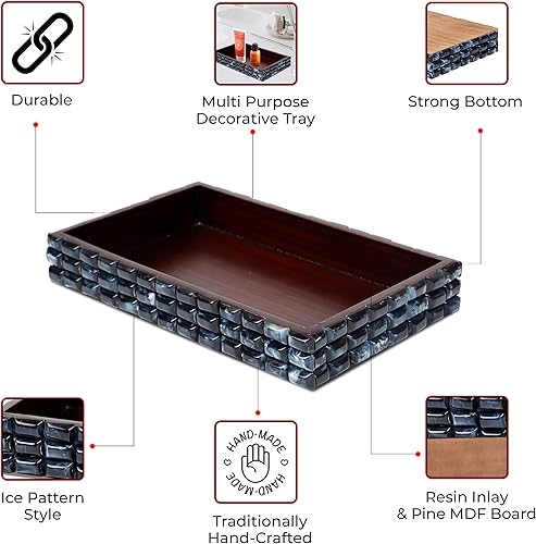 Miniatura 3 de HANDICRAFTS HOME Bandeja de toalla hecha a mano con patrón Yinyang de 10 x 6 pulgadas, bandeja de baño pequeña, soporte para toallas de invitados,