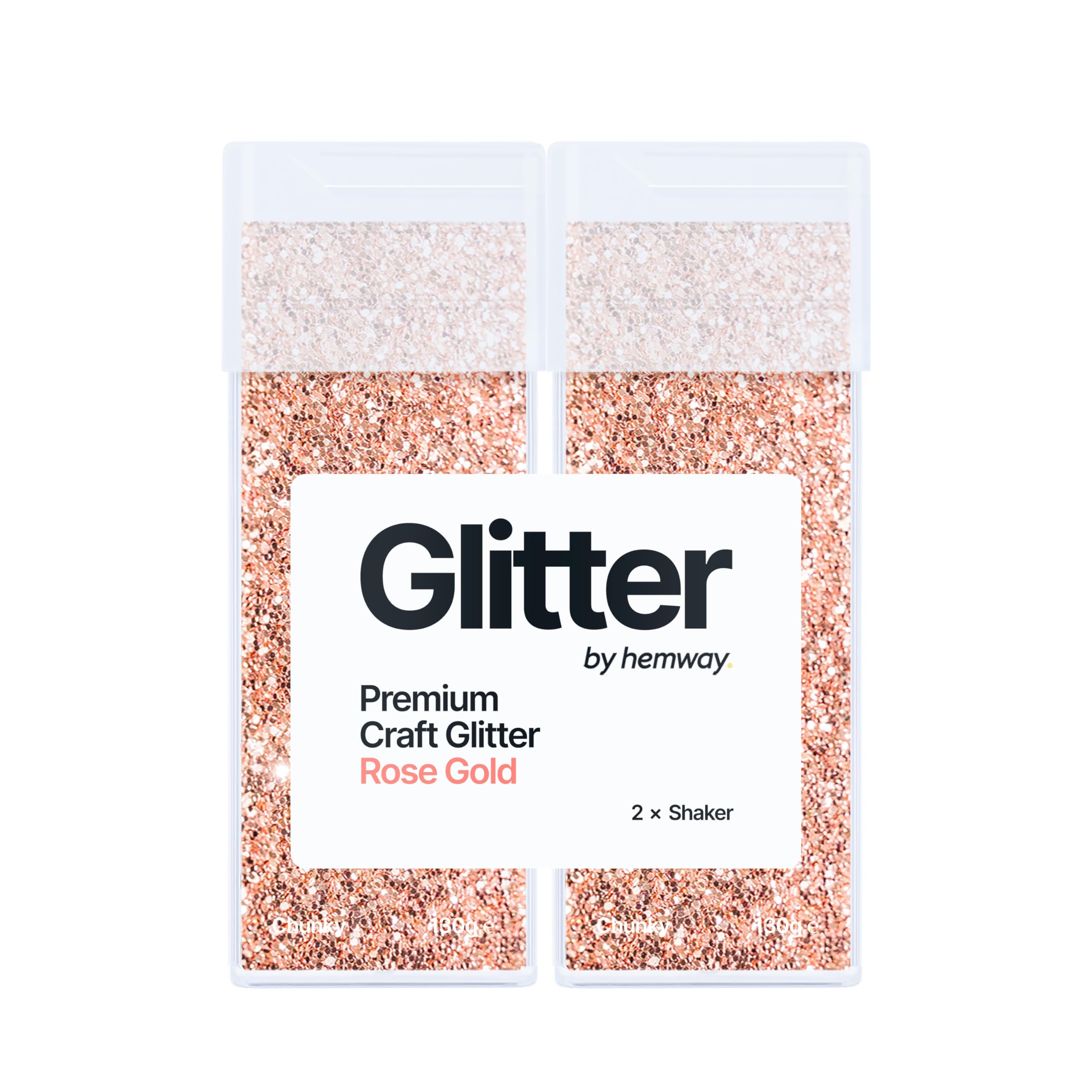 Hemway Glitter Shaker Rose Gold 130g x2 Pack Chunky, Craft Glitter Shakers for Resin & Epoxy Crafts, Christmas Art Supplies