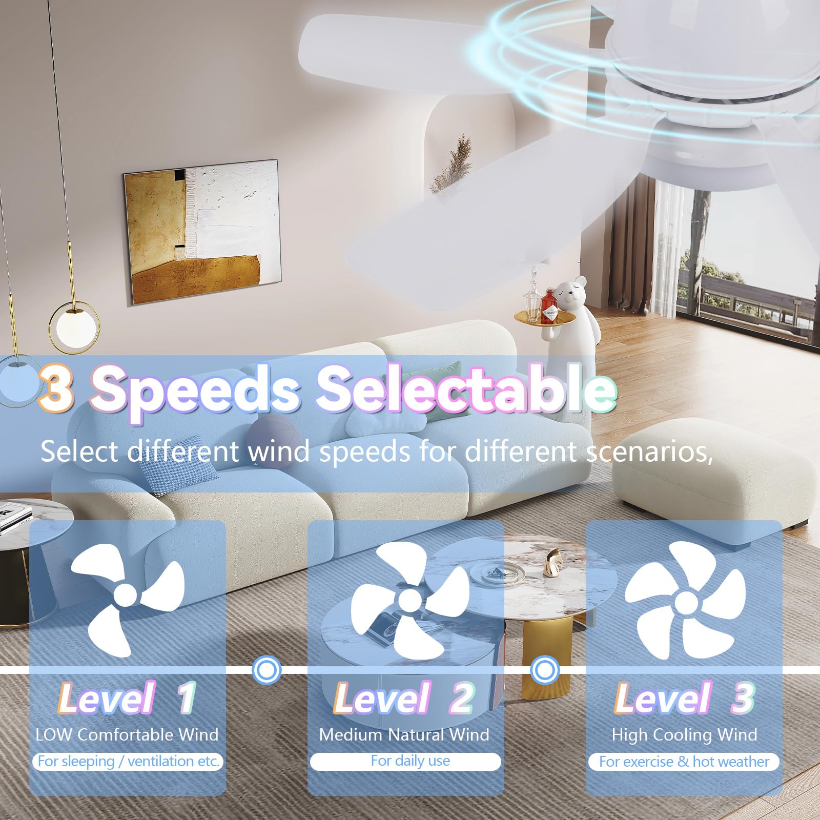 ConBlom 50cm Modern Ceiling Fan Light with 6 Blades - Image 4