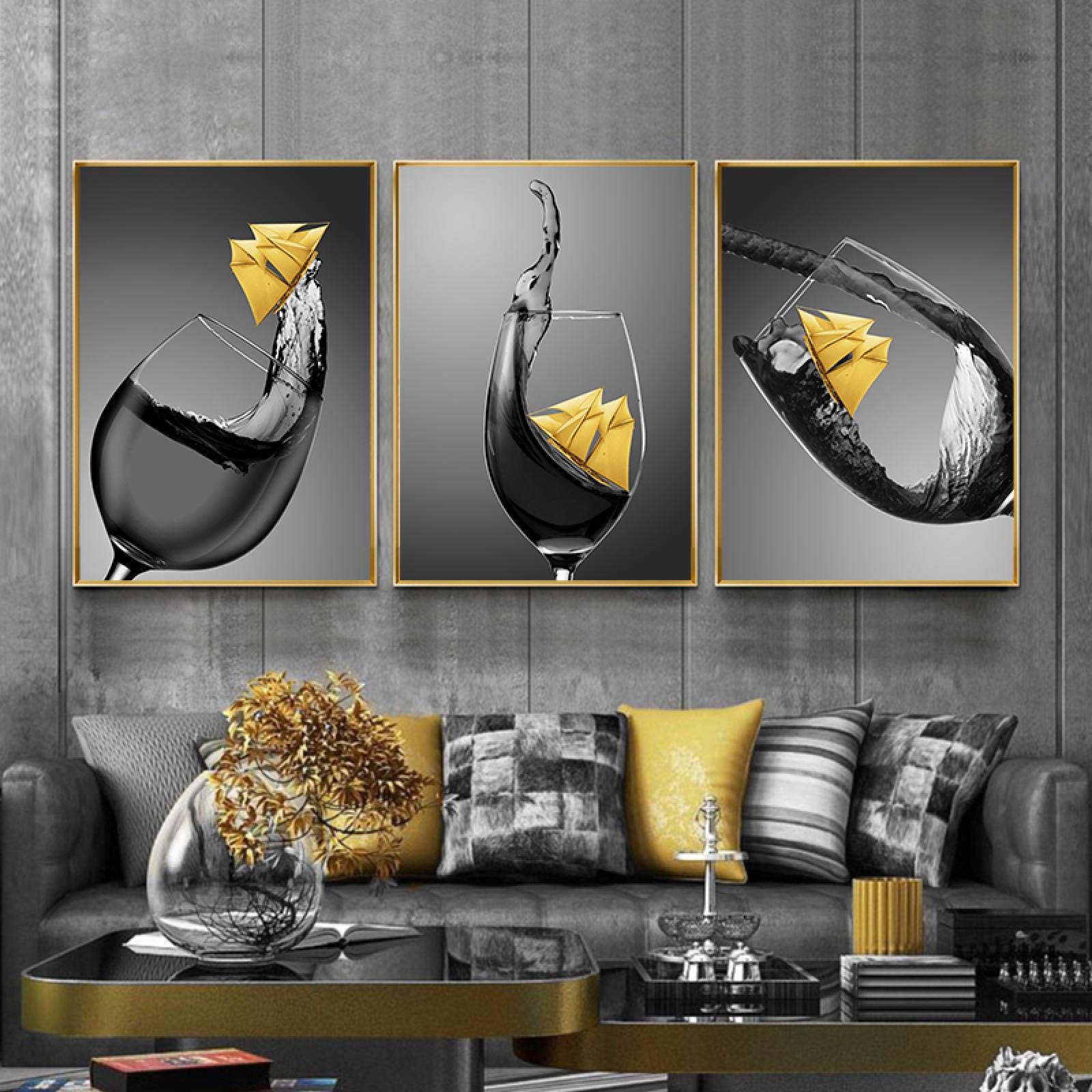Cuadros de cocina modernos con diseño de vino para comedor 8