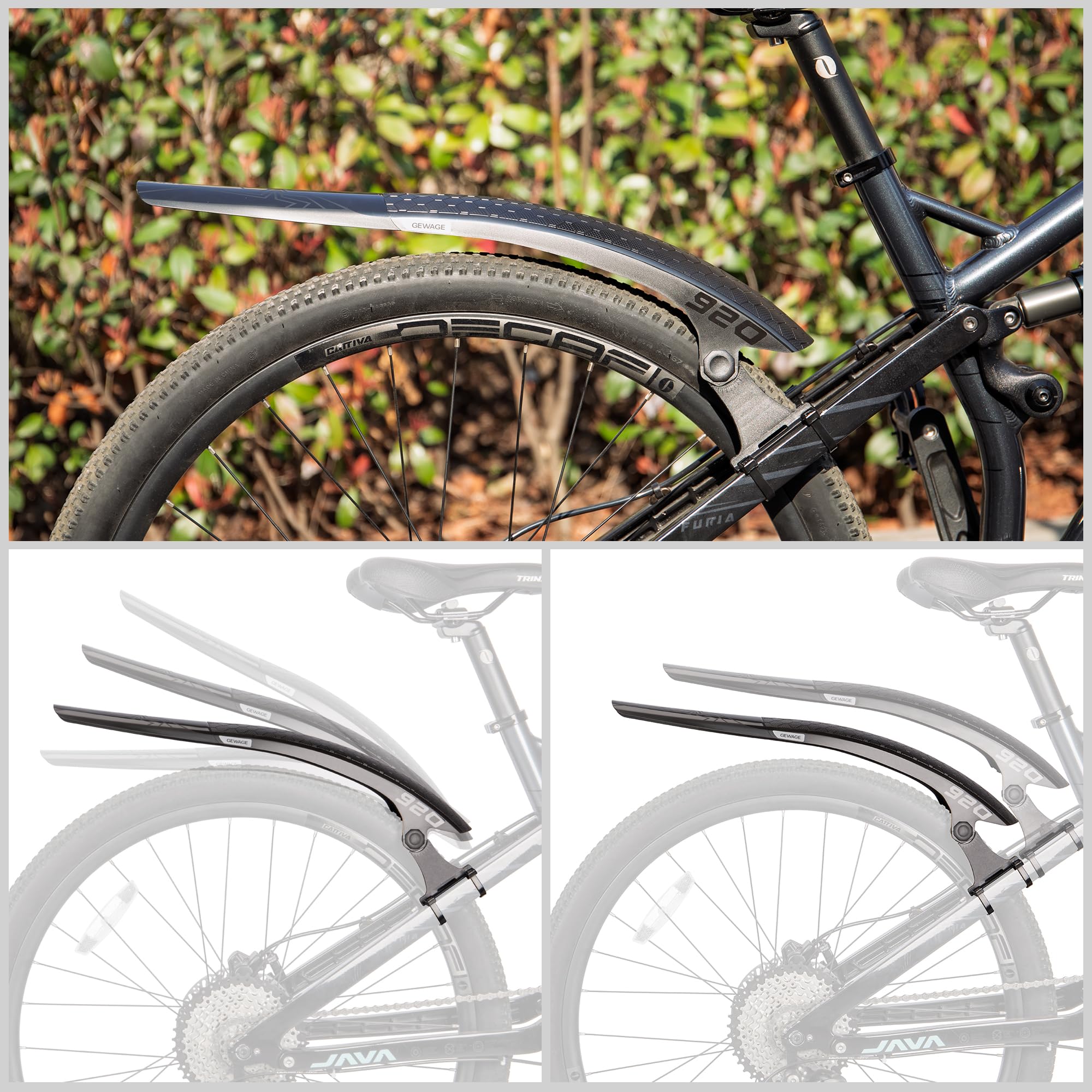 GEWAGE Guardabarros trasero para bicicleta de montaña, guardabarros para bicicleta de montaña, guardabarros de bicicleta de montaña y guardabarros, montaje rápido, 24-29 pulgadas